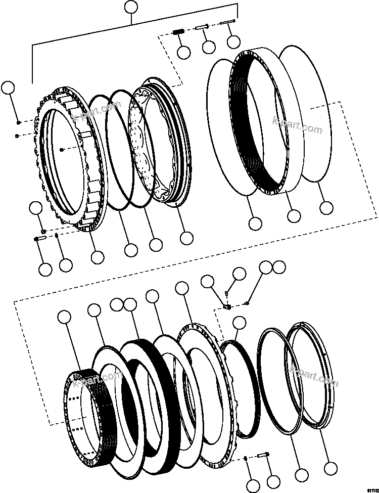 Komatsu parts book diagram for AFE59-FY 930E-4 S/N A31856 - A31859  JWANENG: FRONT BRAKE ASSEMBLY      XB0822