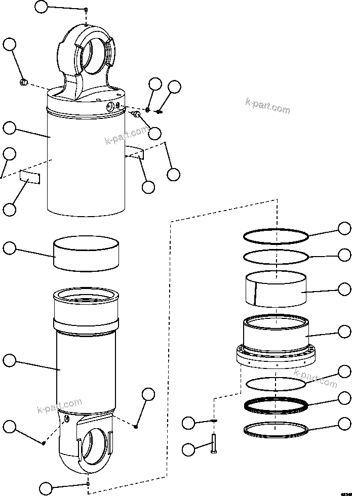 Komatsu parts book diagram for AFE59-FY 930E-4 S/N A31856 - A31859  JWANENG: REAR SUSPENSION ASSEMBLY           EM8846