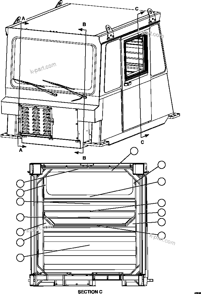 Komatsu parts book diagram for AFE59-FY 930E-4 S/N A31856 - A31859  JWANENG: CAB CARPET   1/2