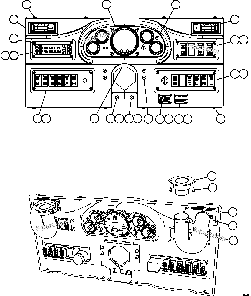 Komatsu parts book diagram for AFE59-FY 930E-4 S/N A31856 - A31859  JWANENG: INSTRUMENT PANEL ASSEMBLY          X83-00-05181