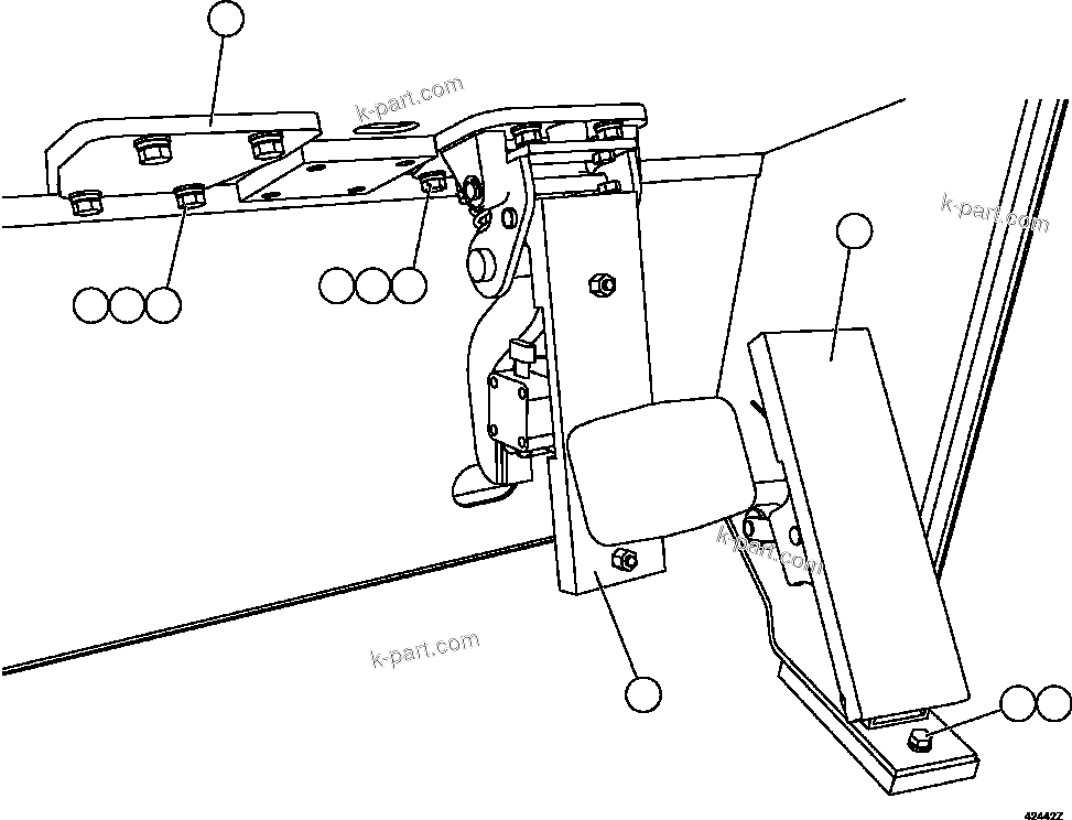 Komatsu parts book diagram for AFE59-FY 930E-4 S/N A31856 - A31859  JWANENG: PEDAL INSTALLATION