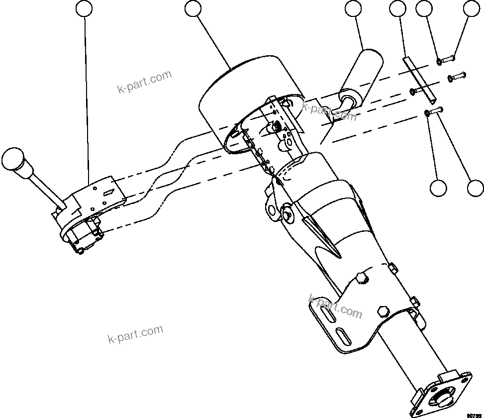 Komatsu parts book diagram for AFE59-FY 930E-4 S/N A31856 - A31859  JWANENG: STEERING COLUMN & LEVER ASSEMBLY     58F-40-00200