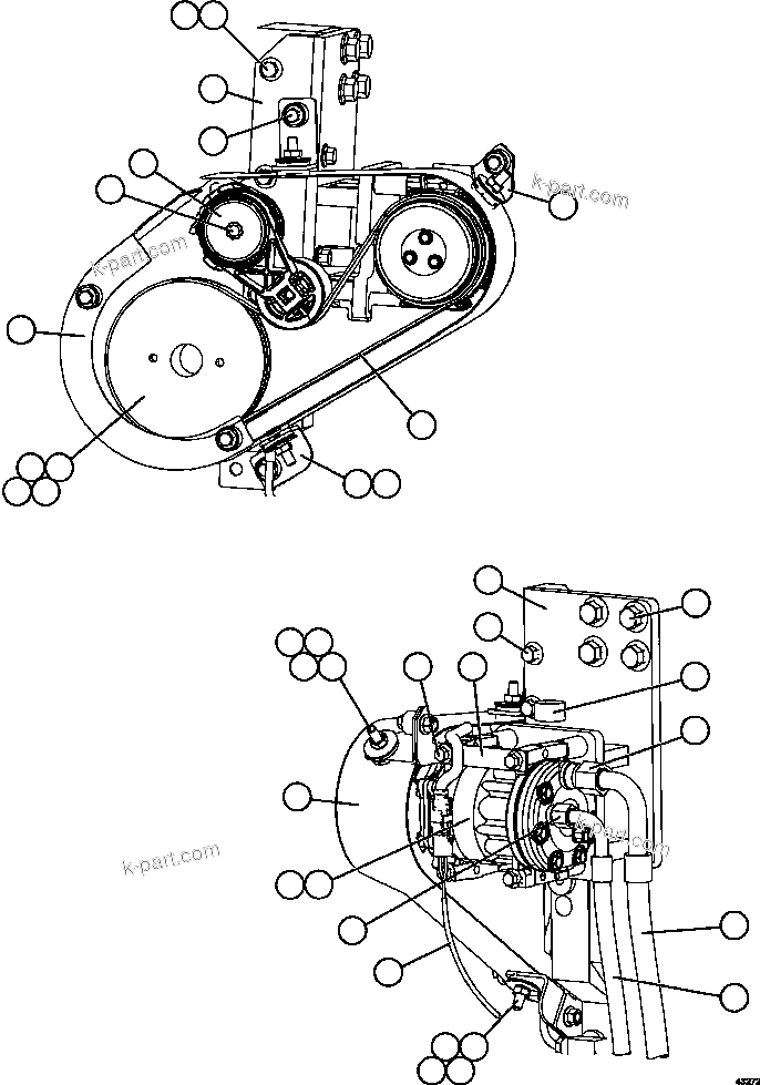 Komatsu parts book diagram for AFE59-FY 930E-4 S/N A31856 - A31859  JWANENG: AIR CONDITIONING - COMPRESSOR INSTALLATION