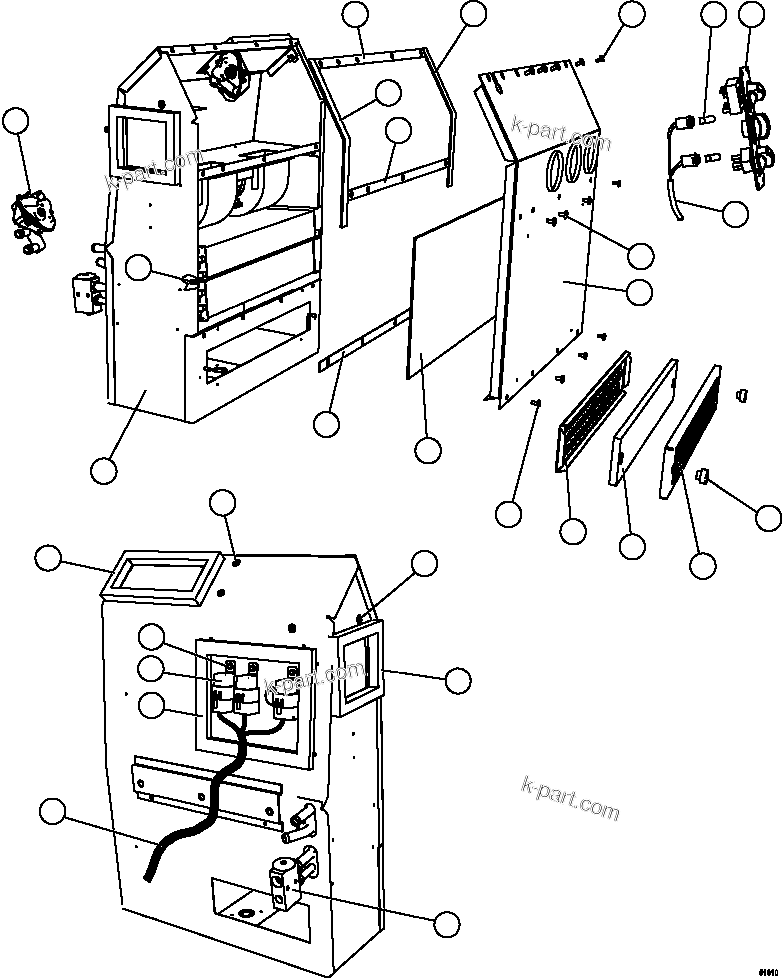 Komatsu parts book diagram for AFE59-FY 930E-4 S/N A31856 - A31859  JWANENG: HEATER/AIR CONDITIONER ASSEMBLY  1/2  58F-07-00030