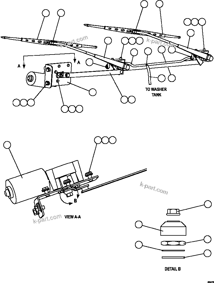 Komatsu parts book diagram for AFE59-FY 930E-4 S/N A31856 - A31859  JWANENG: WINDSHIELD WIPER/WASHER INSTALLATION