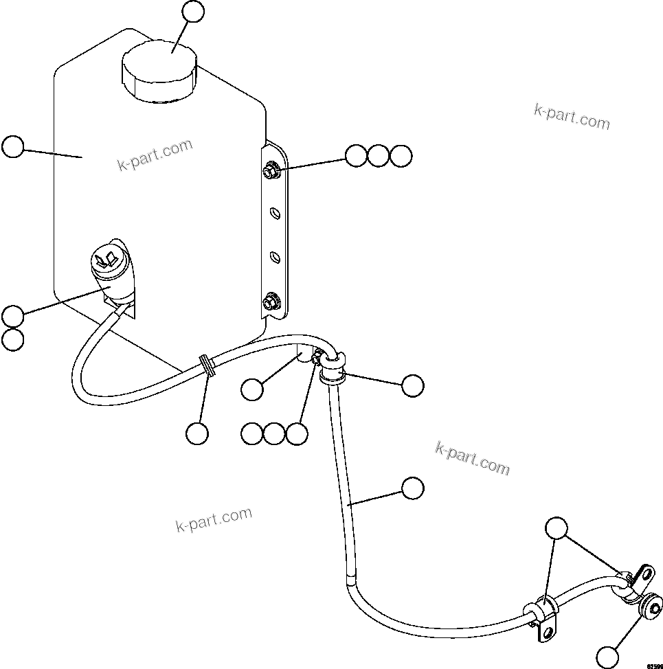 Komatsu parts book diagram for AFE59-FY 930E-4 S/N A31856 - A31859  JWANENG: WINDSHIELD WASHER INSTALLATION