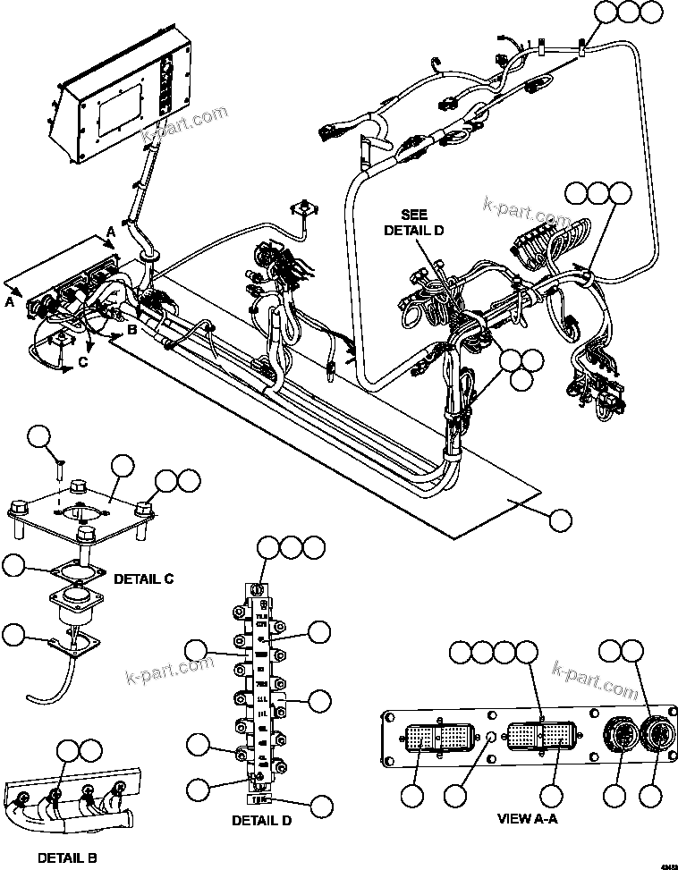 Komatsu parts book diagram for AFE59-FY 930E-4 S/N A31856 - A31859  JWANENG: INTERNAL CAB WIRING