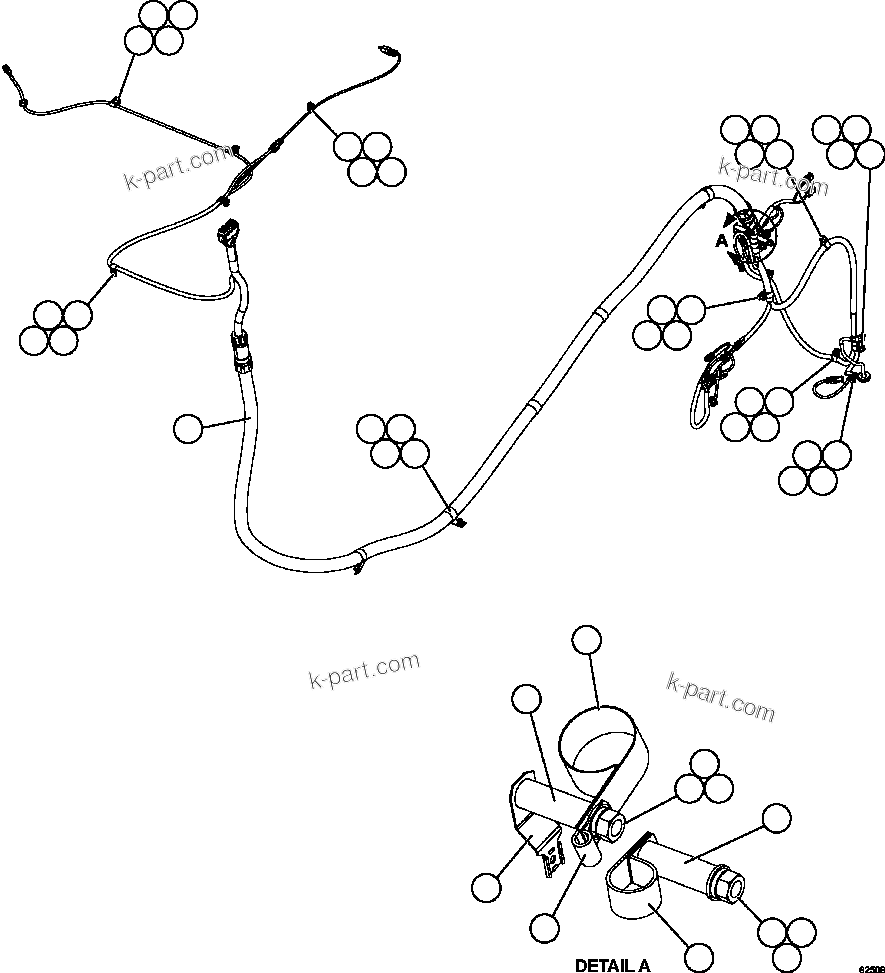 Komatsu parts book diagram for AFE59-FY 930E-4 S/N A31856 - A31859  JWANENG: LEFT REAR FRAME RAIL HARNESS