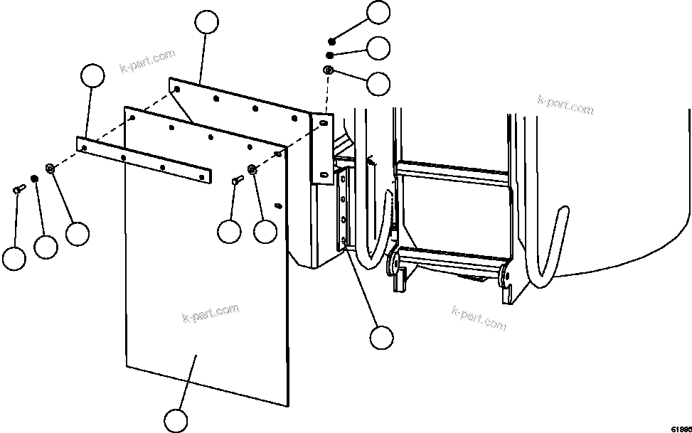 Komatsu parts book diagram for AFE59-FY 930E-4 S/N A31856 - A31859  JWANENG: HYDRAULIC TANK MUD FLAPS    1/2