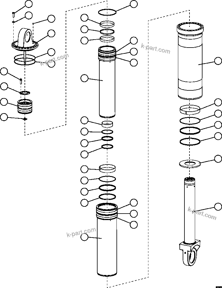 Komatsu parts book diagram for AFE59-FY 930E-4 S/N A31856 - A31859  JWANENG: HOIST CYLINDER ASSEMBLY           EM8356