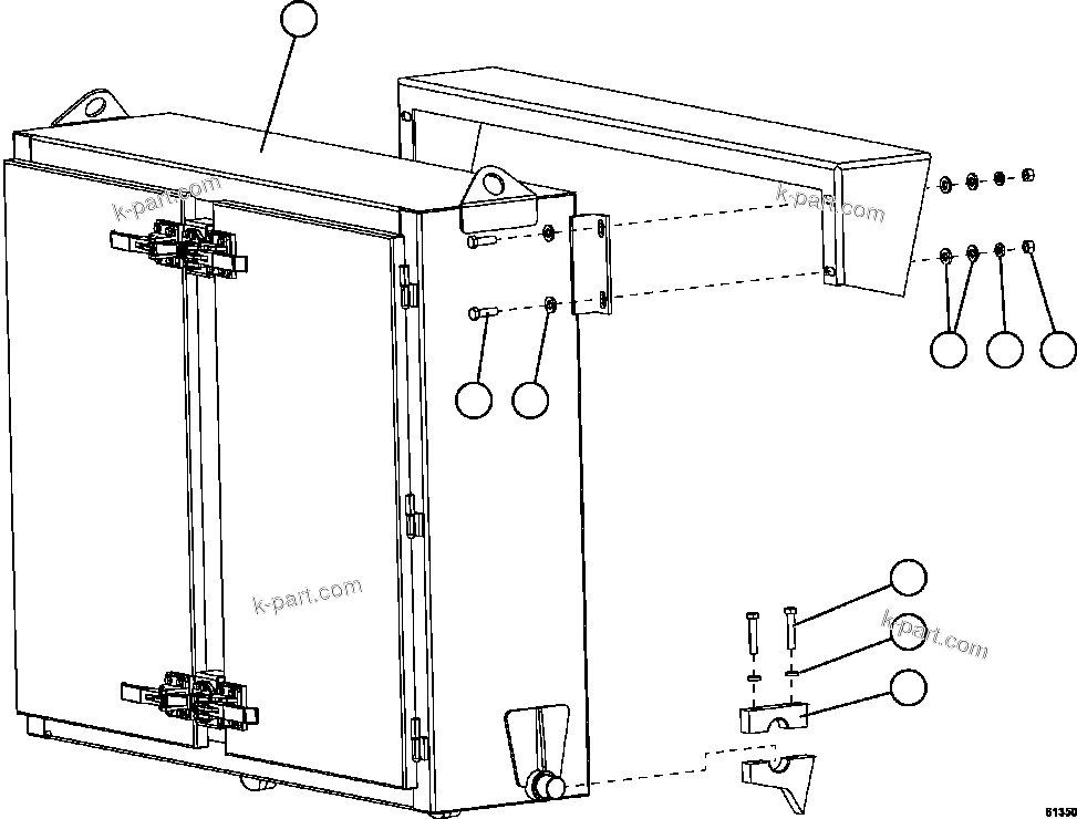 Komatsu parts book diagram for AFE59-FY 930E-4 S/N A31856 - A31859  JWANENG: HYDRAULIC BRAKE CABINET MOUNTING