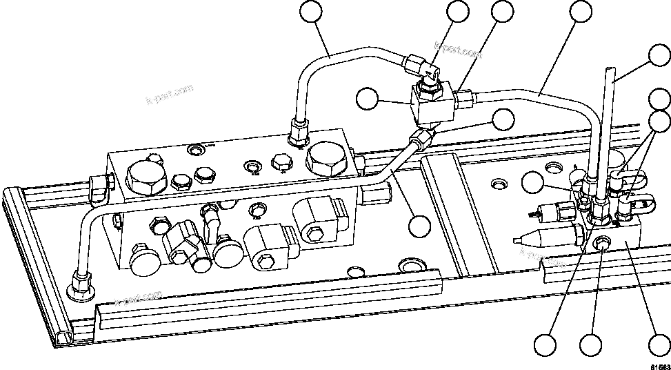 Komatsu parts book diagram for AFE59-FY 930E-4 S/N A31856 - A31859  JWANENG: SHUTTLE VALVE & JUNCTION BLOCK PIPING