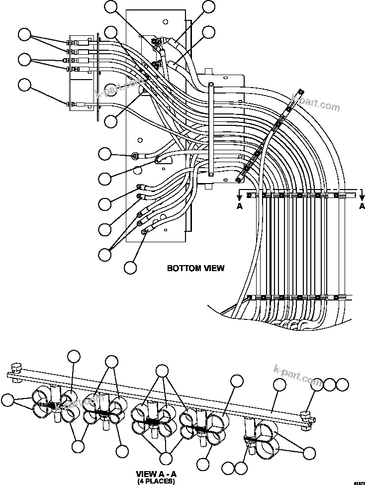 Komatsu parts book diagram for AFE59-FY 930E-4 S/N A31856 - A31859  JWANENG: HYDRAULIC BRAKE CABINET HOSE ROUTING    2/3