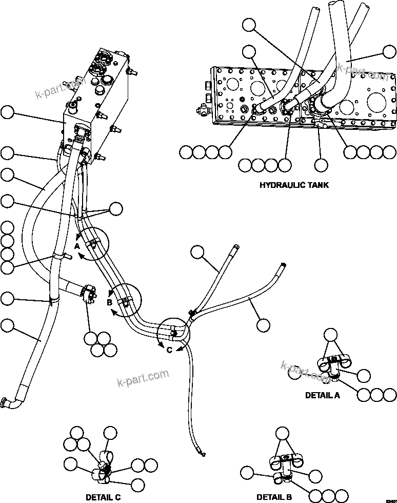 Komatsu parts book diagram for AFE59-FY 930E-4 S/N A31856 - A31859  JWANENG: STEERING SYSTEM PIPING   2/2