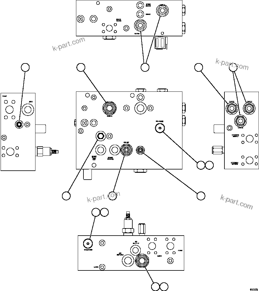 Komatsu parts book diagram for AFE59-FY 930E-4 S/N A31856 - A31859  JWANENG: BLEEDDOWN MANIFOLD      PC1493