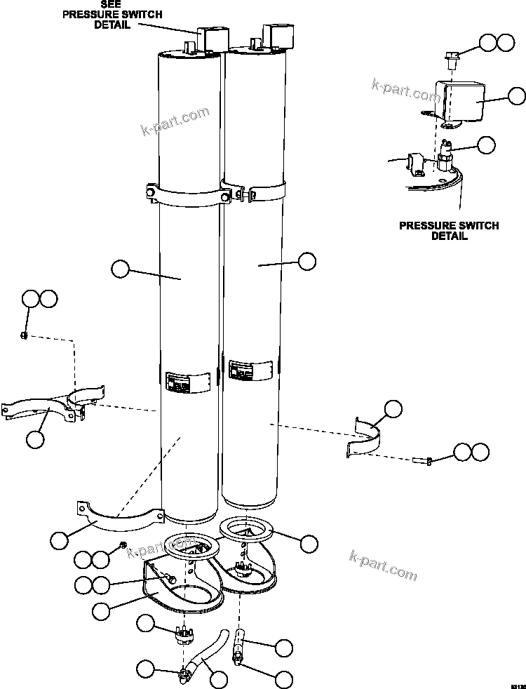 Komatsu parts book diagram for AFE59-FY 930E-4 S/N A31856 - A31859  JWANENG: STEERING ACCUMULATOR INSTALLATION