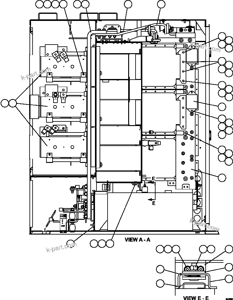 Komatsu parts book diagram for AFE59-FY 930E-4 S/N A31856 - A31859  JWANENG: CONTROL CABINET - RH COMPARTMENT 2/3  58F-43-00040