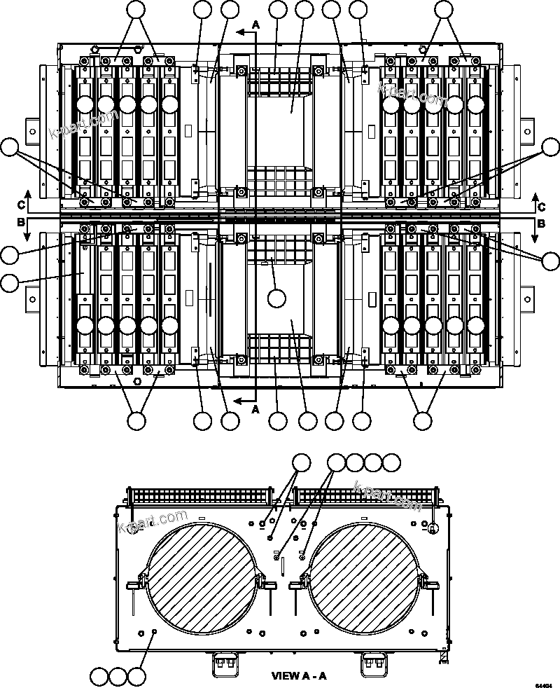 Komatsu parts book diagram for AFE59-FY 930E-4 S/N A31856 - A31859  JWANENG: RETARDING GRID ASSEMBLY    2/3    58F-06-01590