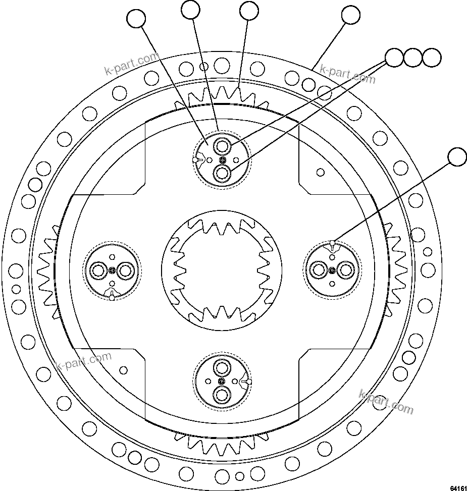 Komatsu parts book diagram for AFE59-FY 930E-4 S/N A31856 - A31859  JWANENG: CARRIER ASSEMBLY - LOW SPEED          XA4490