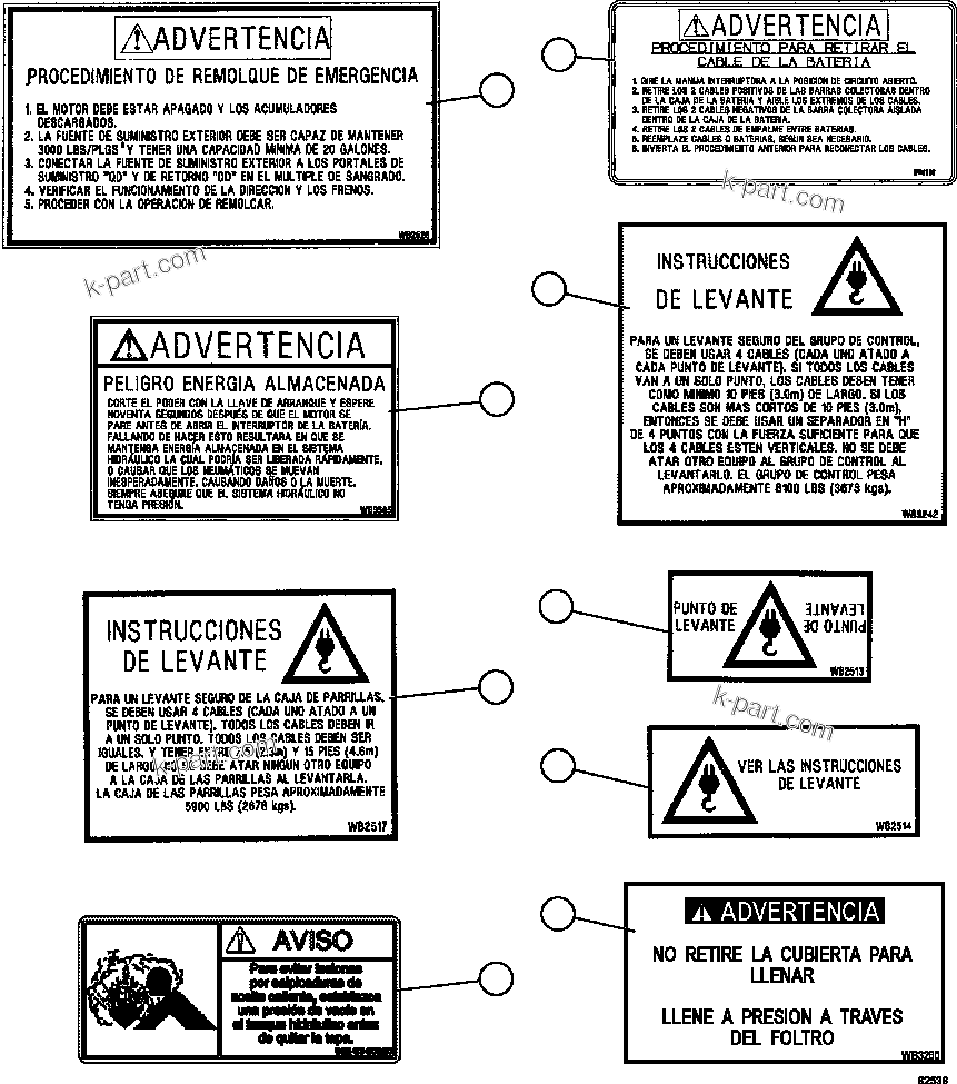 Komatsu parts book diagram for AFE59-GH 930E-4 S/N A31966 - A31967  PENASQUITO: DECALS & WARNINGS (SPANISH)     3/5