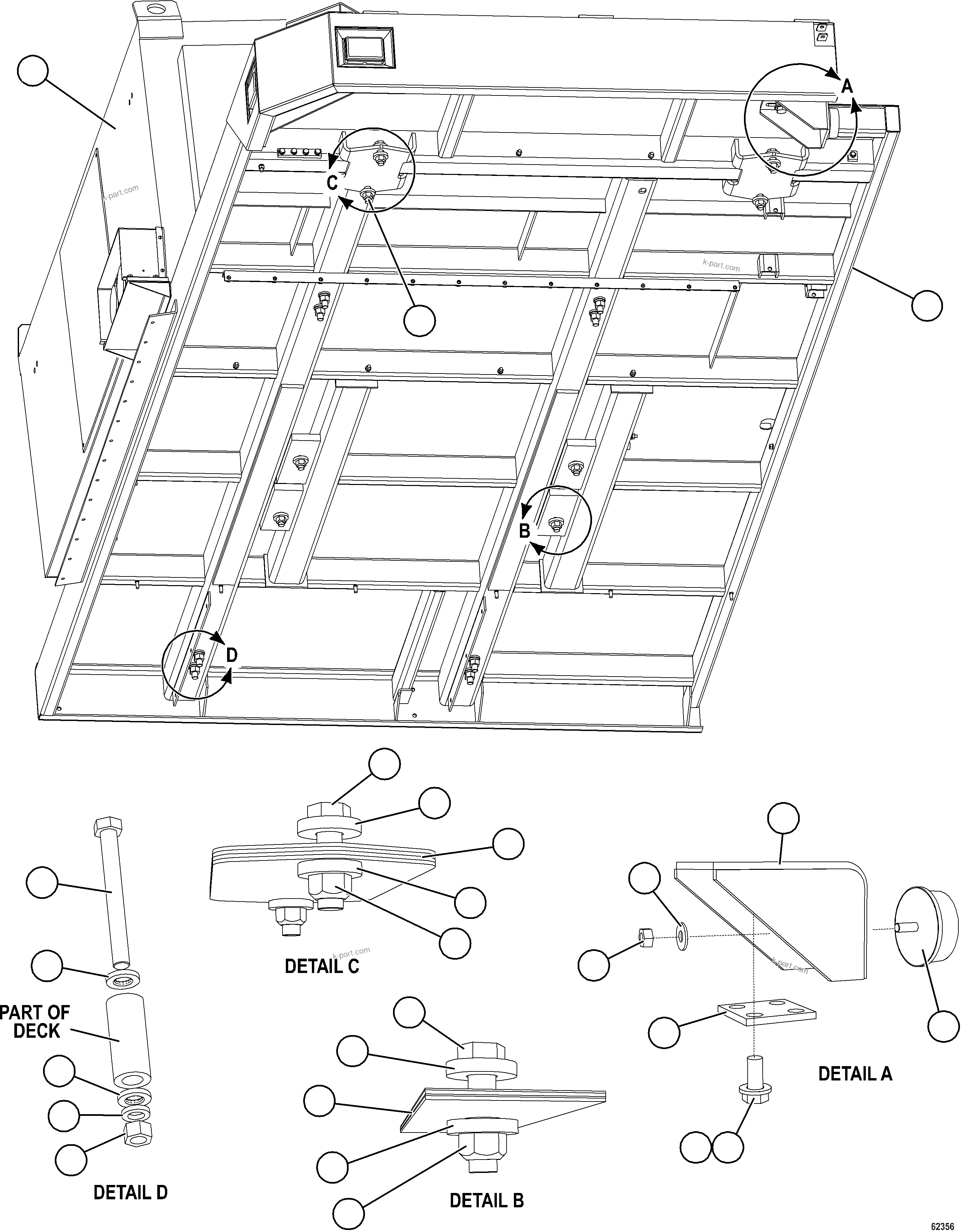 Komatsu parts book diagram for AFE59-GH 930E-4 S/N A31966 - A31967  PENASQUITO: RH DECK & RETARDING GRID INSTALLATION