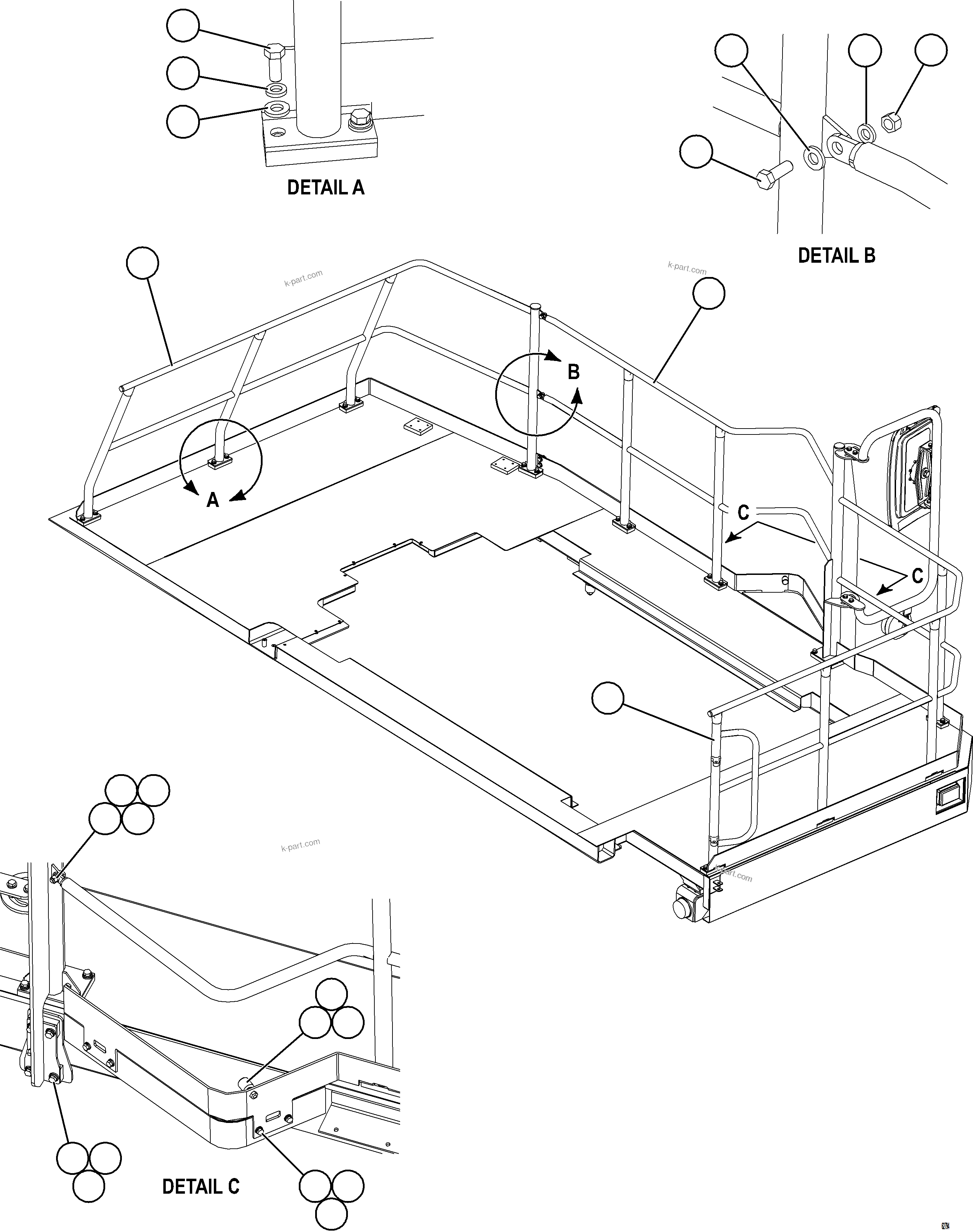 Komatsu parts book diagram for AFE59-GH 930E-4 S/N A31966 - A31967  PENASQUITO: LH DECK HANDRAILS