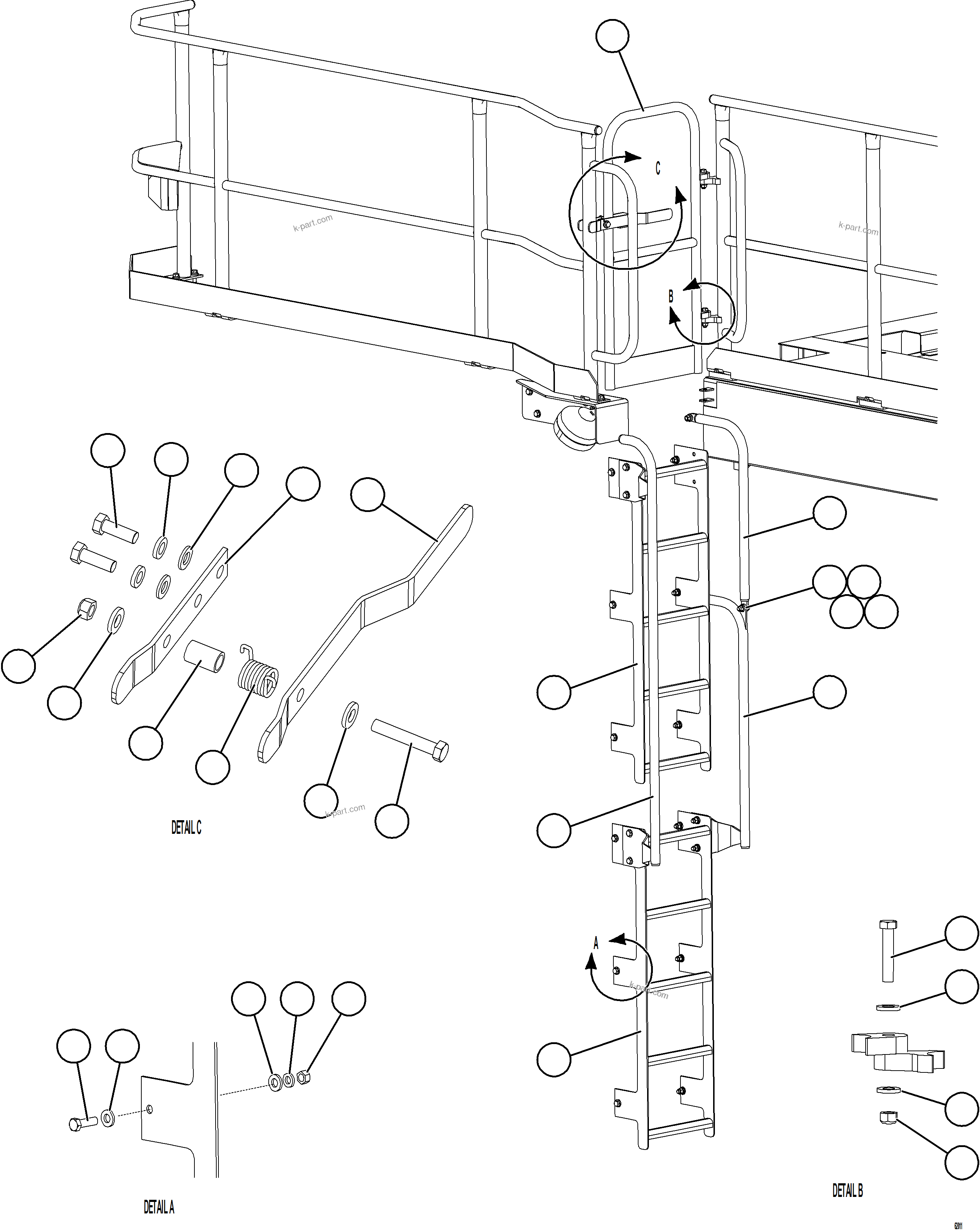 Komatsu parts book diagram for AFE59-GH 930E-4 S/N A31966 - A31967  PENASQUITO: LH GATE & LADDER
