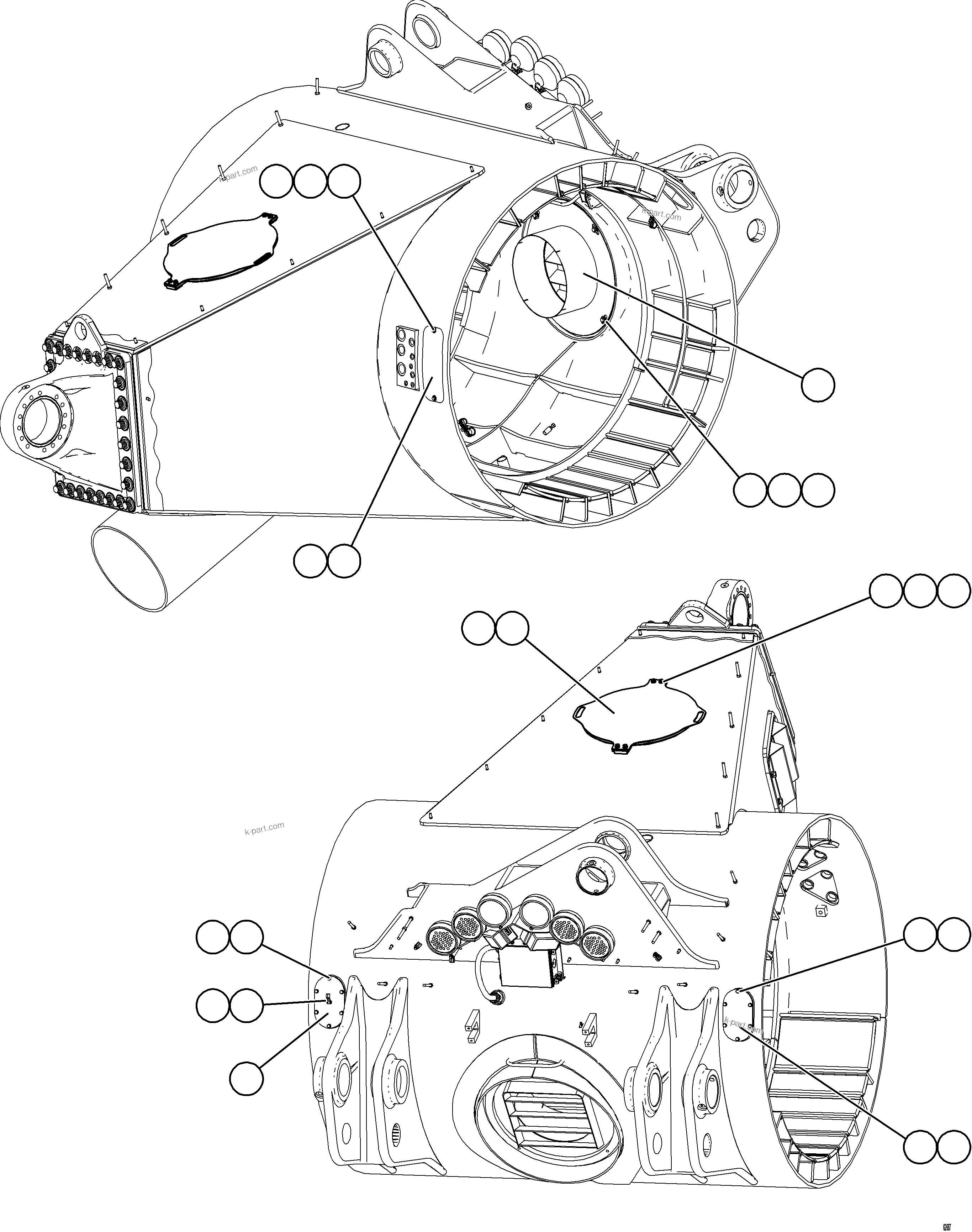 Komatsu parts book diagram for AFE59-GH 930E-4 S/N A31966 - A31967  PENASQUITO: AXLE HOUSING ACCESS COVERS