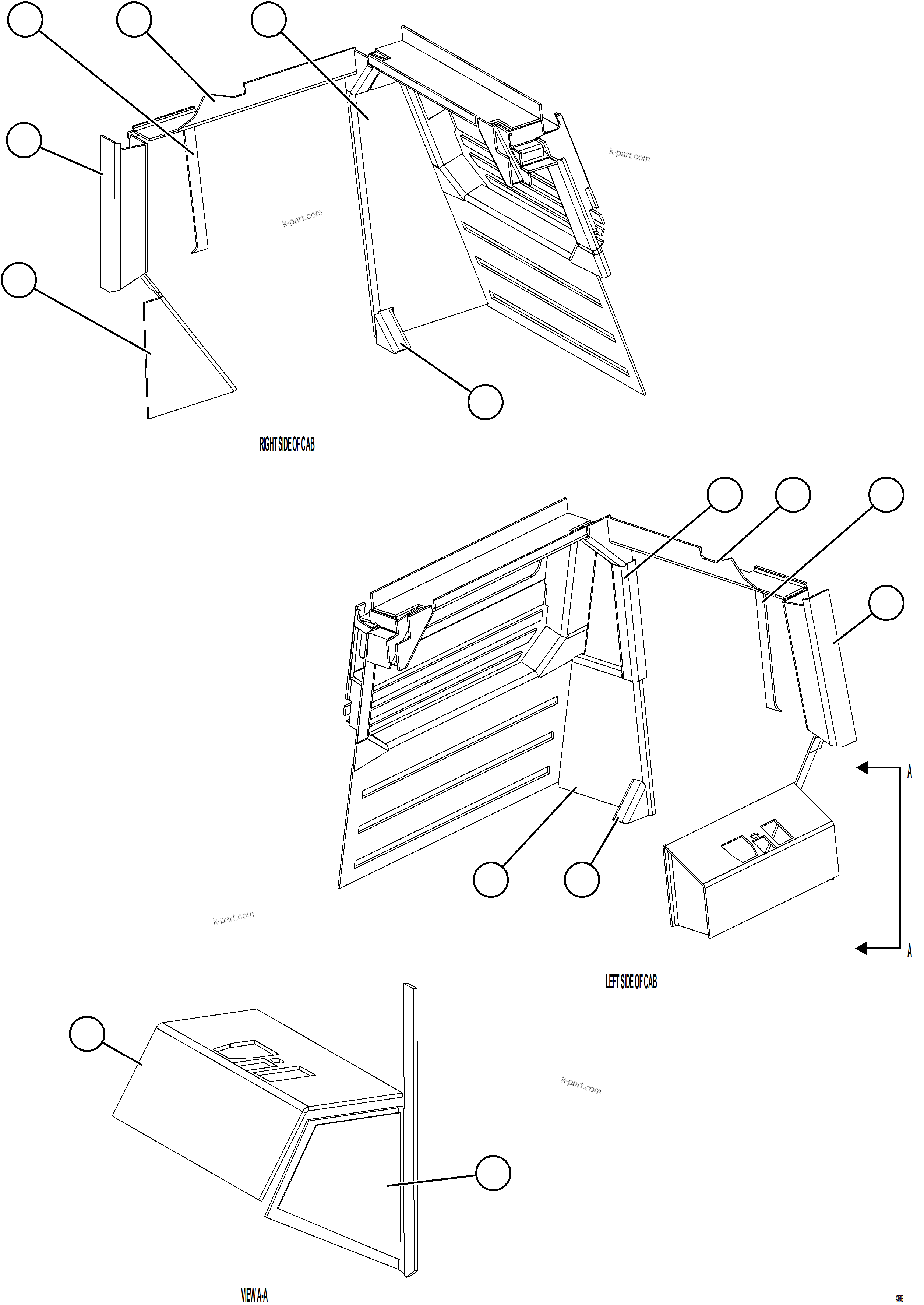 Komatsu parts book diagram for AFE59-GH 930E-4 S/N A31966 - A31967  PENASQUITO: CAB VINYL    2/2