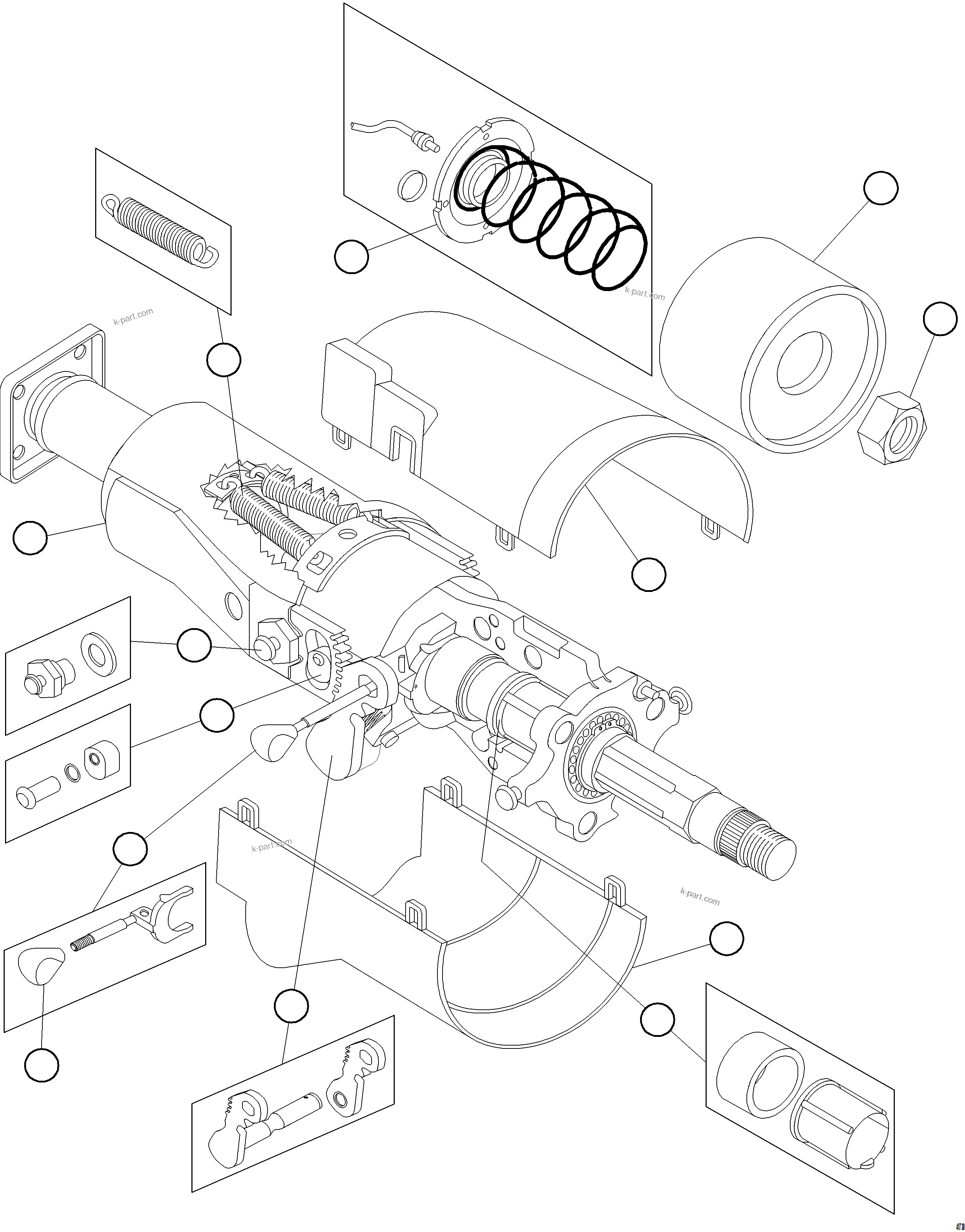 Komatsu parts book diagram for AFE59-GH 930E-4 S/N A31966 - A31967  PENASQUITO: STEERING COLUMN ASSEMBLY       XB8878
