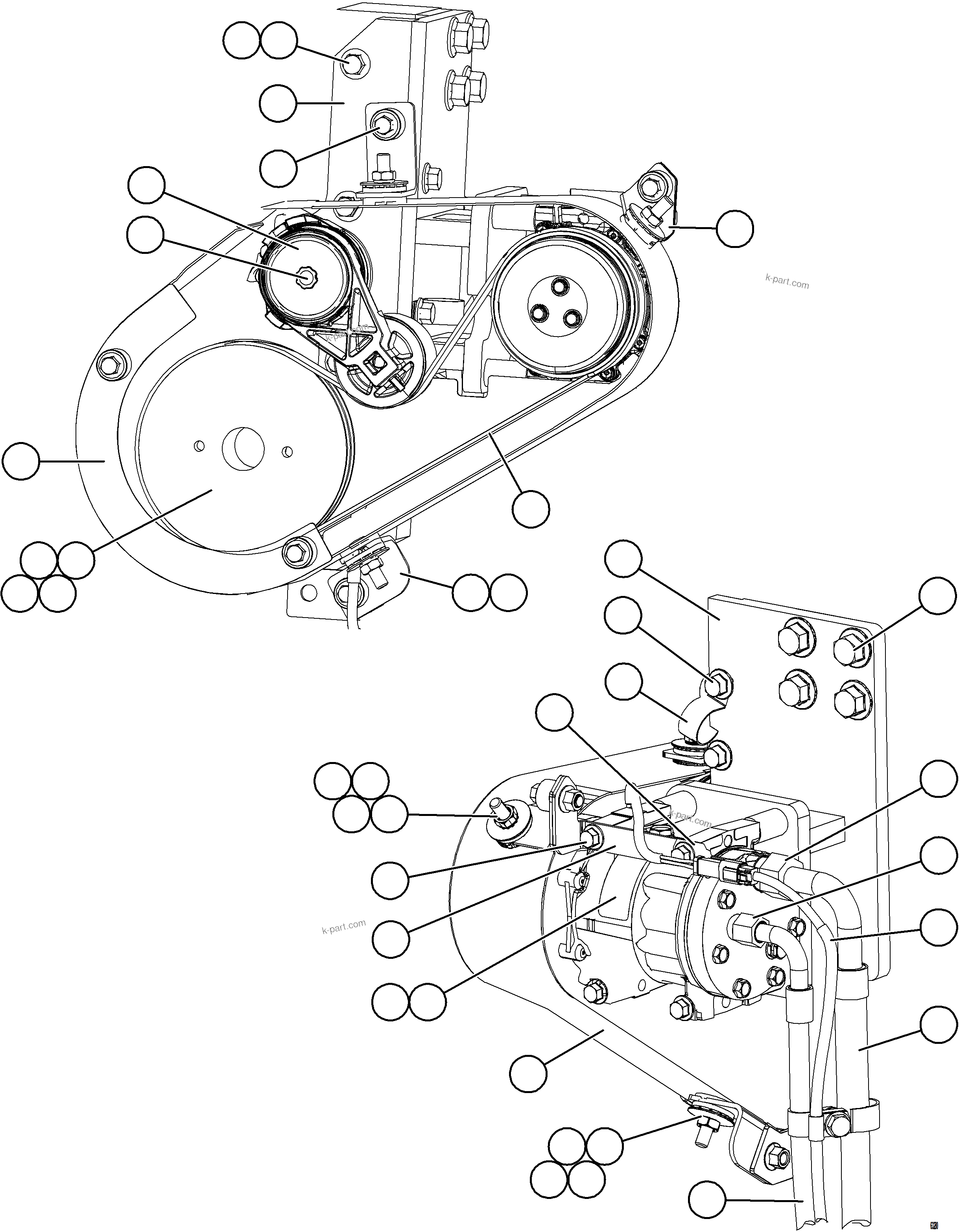 Komatsu parts book diagram for AFE59-GH 930E-4 S/N A31966 - A31967  PENASQUITO: AIR CONDITIONING - COMPRESSOR INSTALLATION
