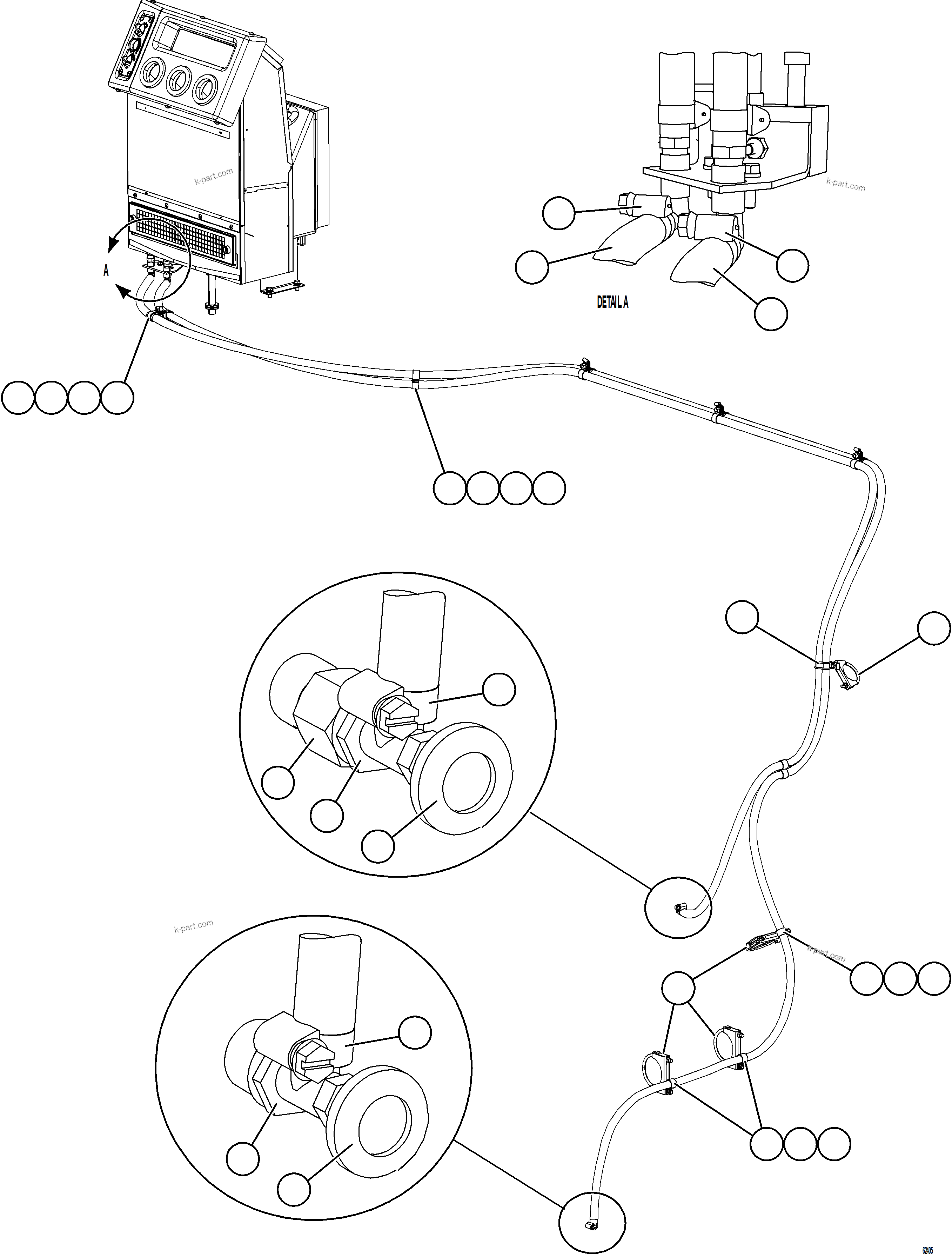 Komatsu parts book diagram for AFE59-GH 930E-4 S/N A31966 - A31967  PENASQUITO: HEATER HOSE INSTALLATION