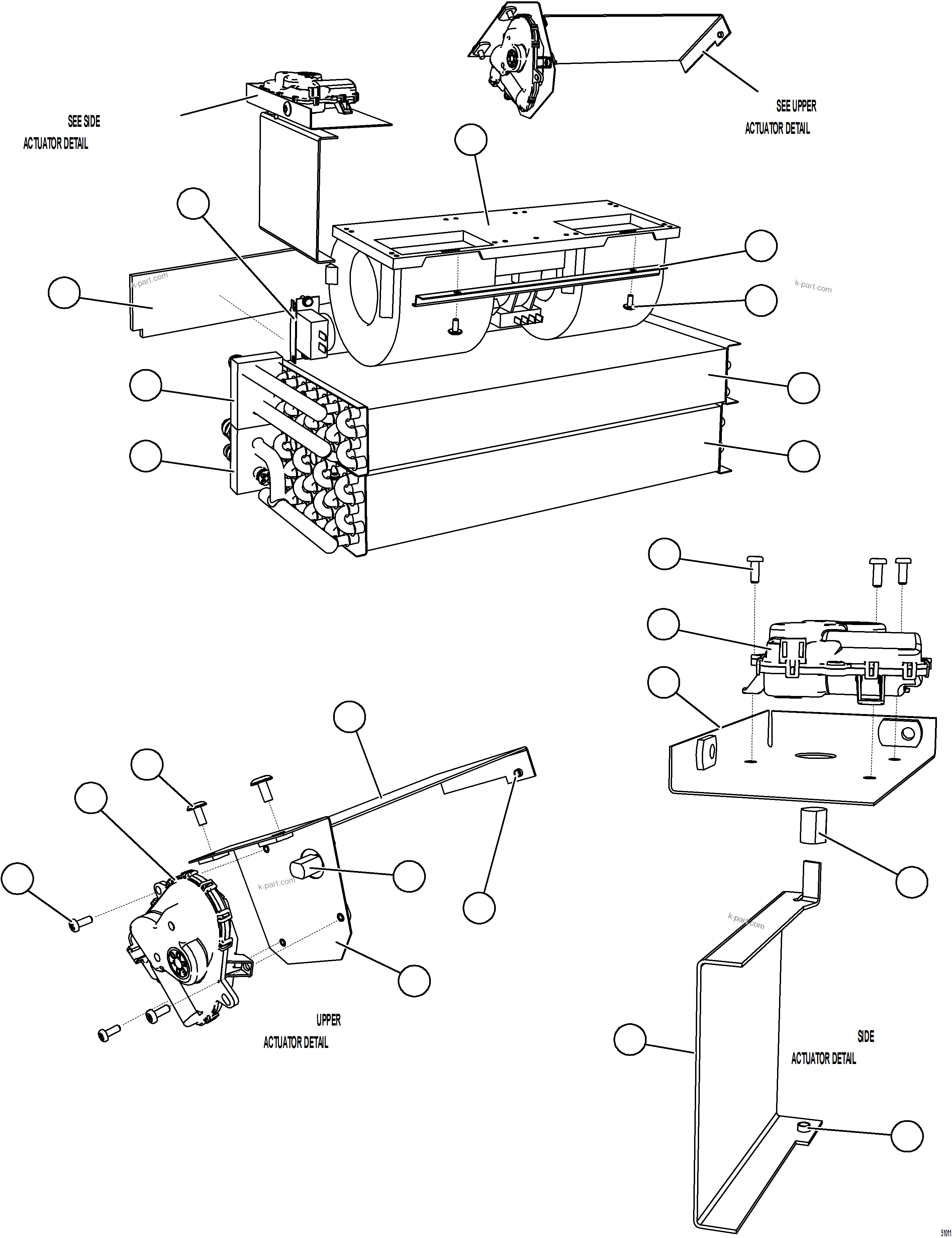Komatsu parts book diagram for AFE59-GH 930E-4 S/N A31966 - A31967  PENASQUITO: HEATER/AIR CONDITIONER ASSEMBLY  2/2  58F-07-00030