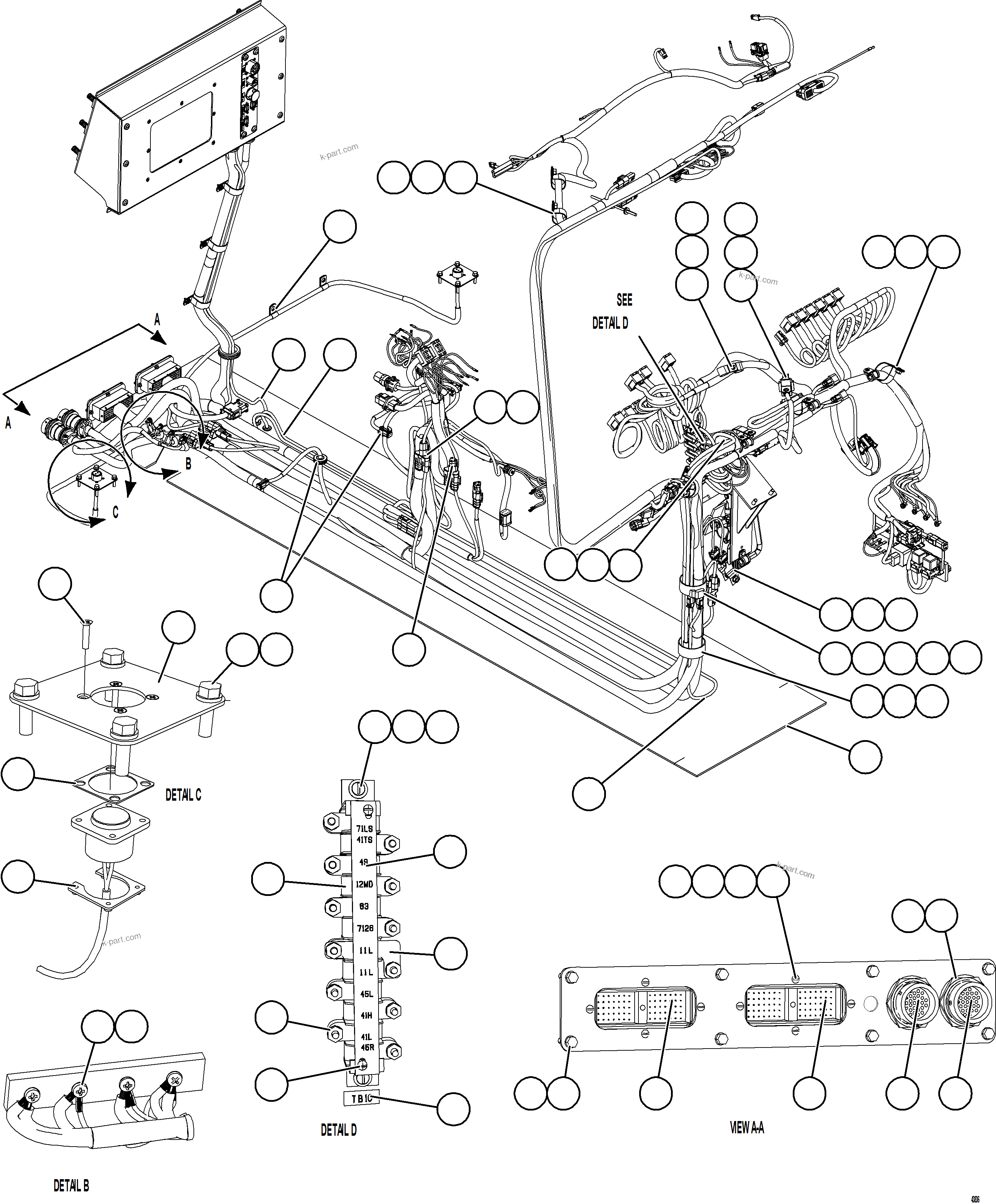 Komatsu parts book diagram for AFE59-GH 930E-4 S/N A31966 - A31967  PENASQUITO: INTERNAL CAB WIRING