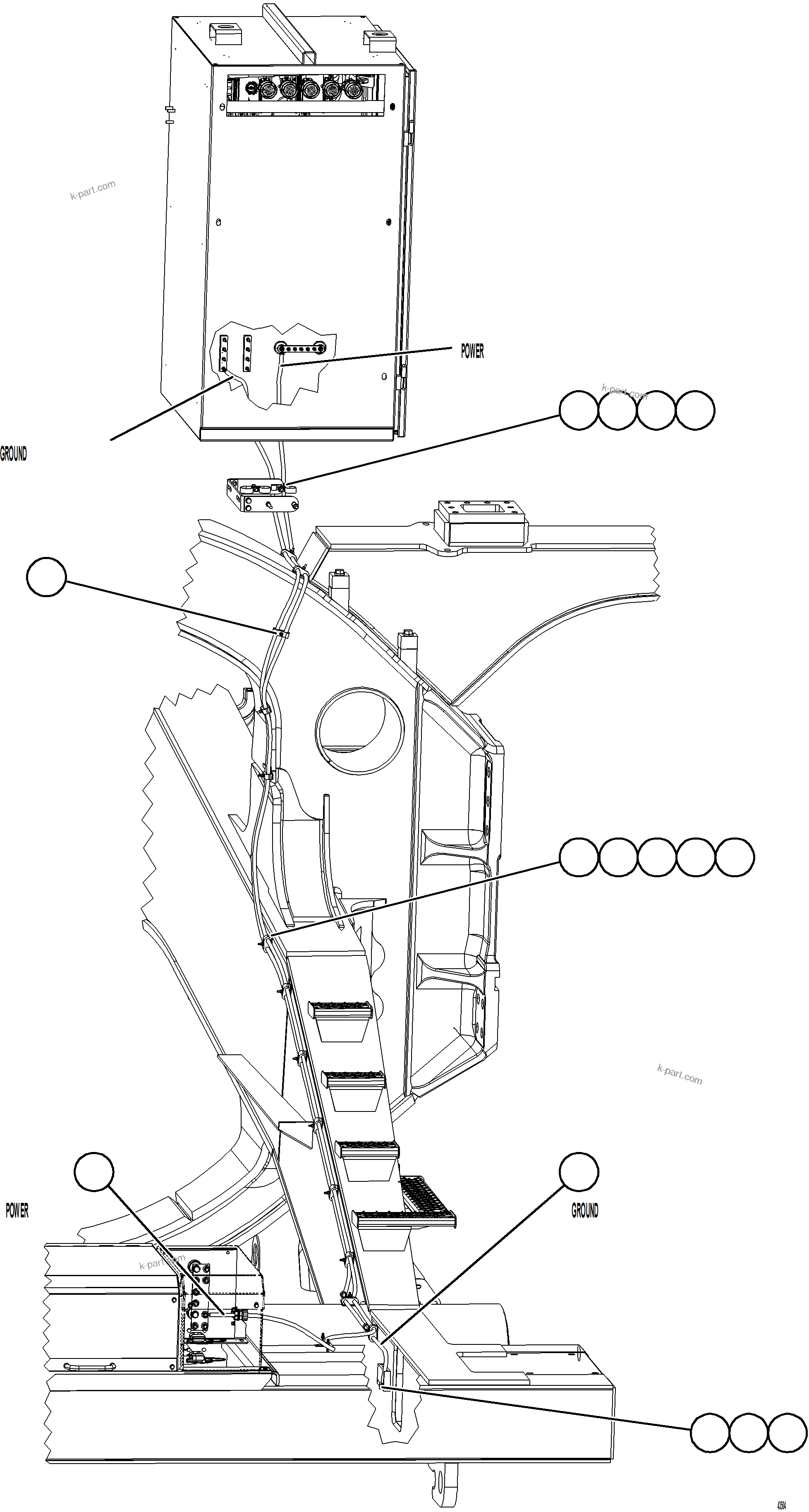 Komatsu parts book diagram for AFE59-GH 930E-4 S/N A31966 - A31967  PENASQUITO: AUXILIARY CONTROL CABINET POWER WIRING