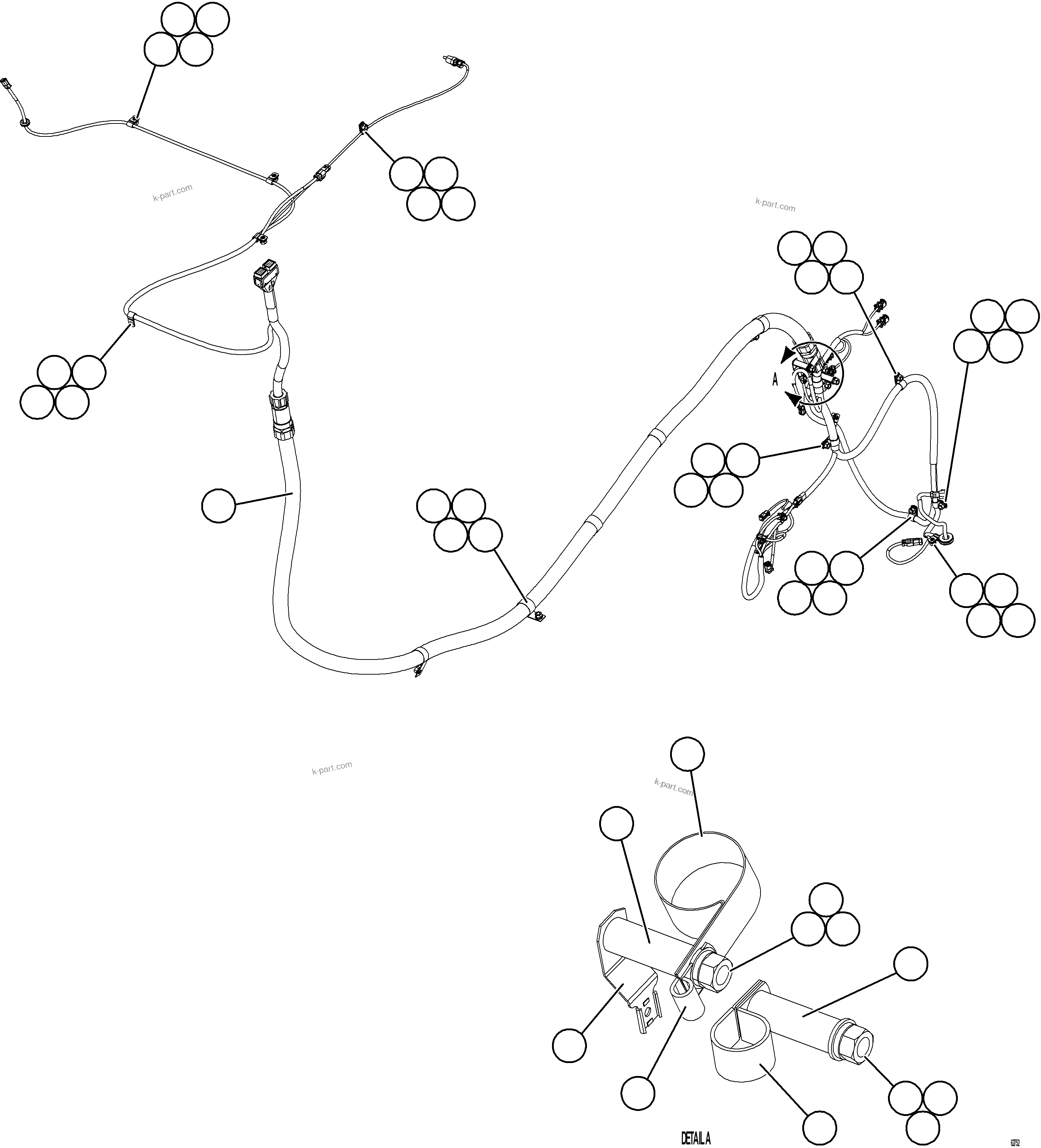 Komatsu parts book diagram for AFE59-GH 930E-4 S/N A31966 - A31967  PENASQUITO: LEFT REAR FRAME RAIL HARNESS