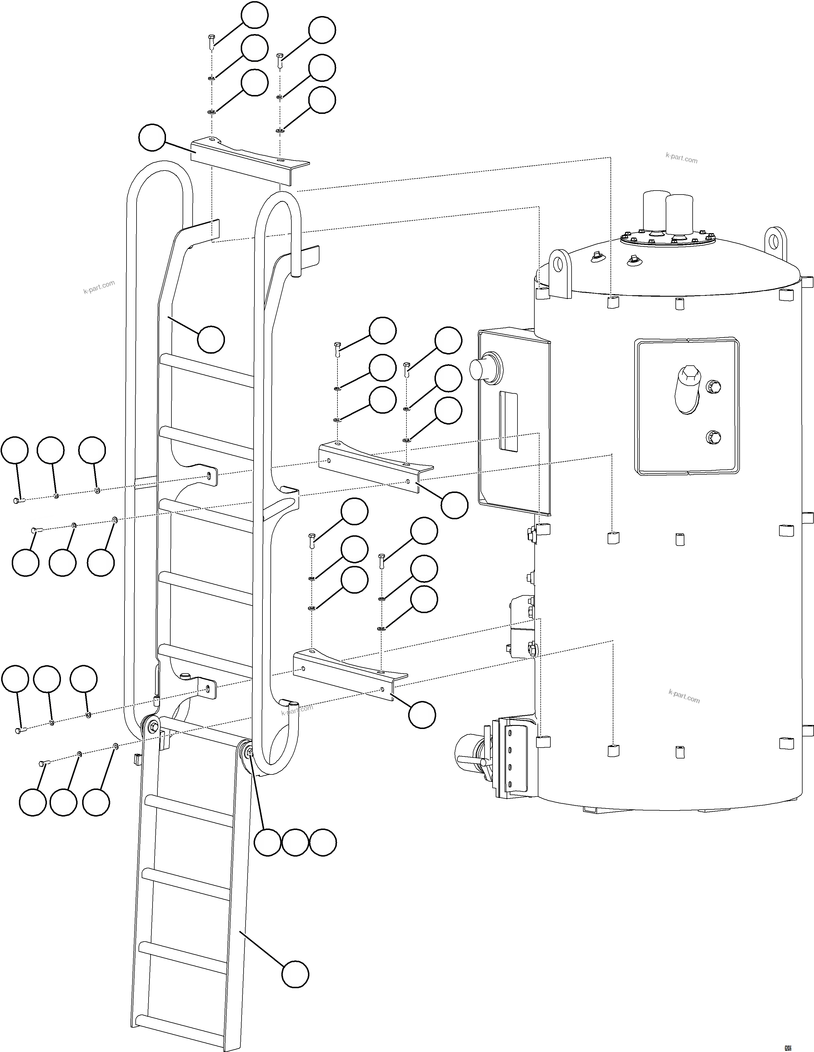 Komatsu parts book diagram for AFE59-GH 930E-4 S/N A31966 - A31967  PENASQUITO: HYDRAULIC TANK LADDER