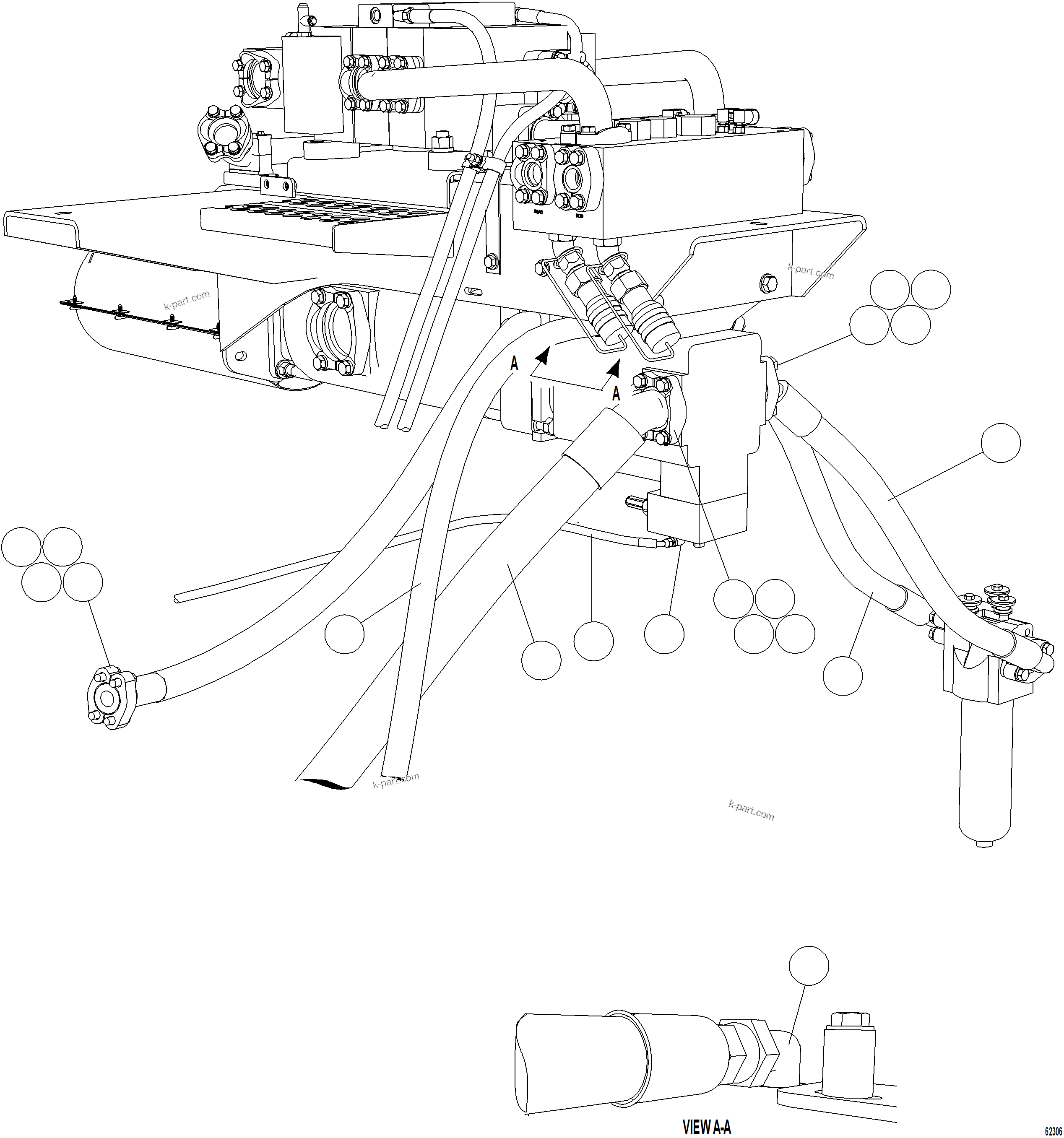 Komatsu parts book diagram for AFE59-GH 930E-4 S/N A31966 - A31967  PENASQUITO: PUMP MODULE - STEERING PUMP PIPING