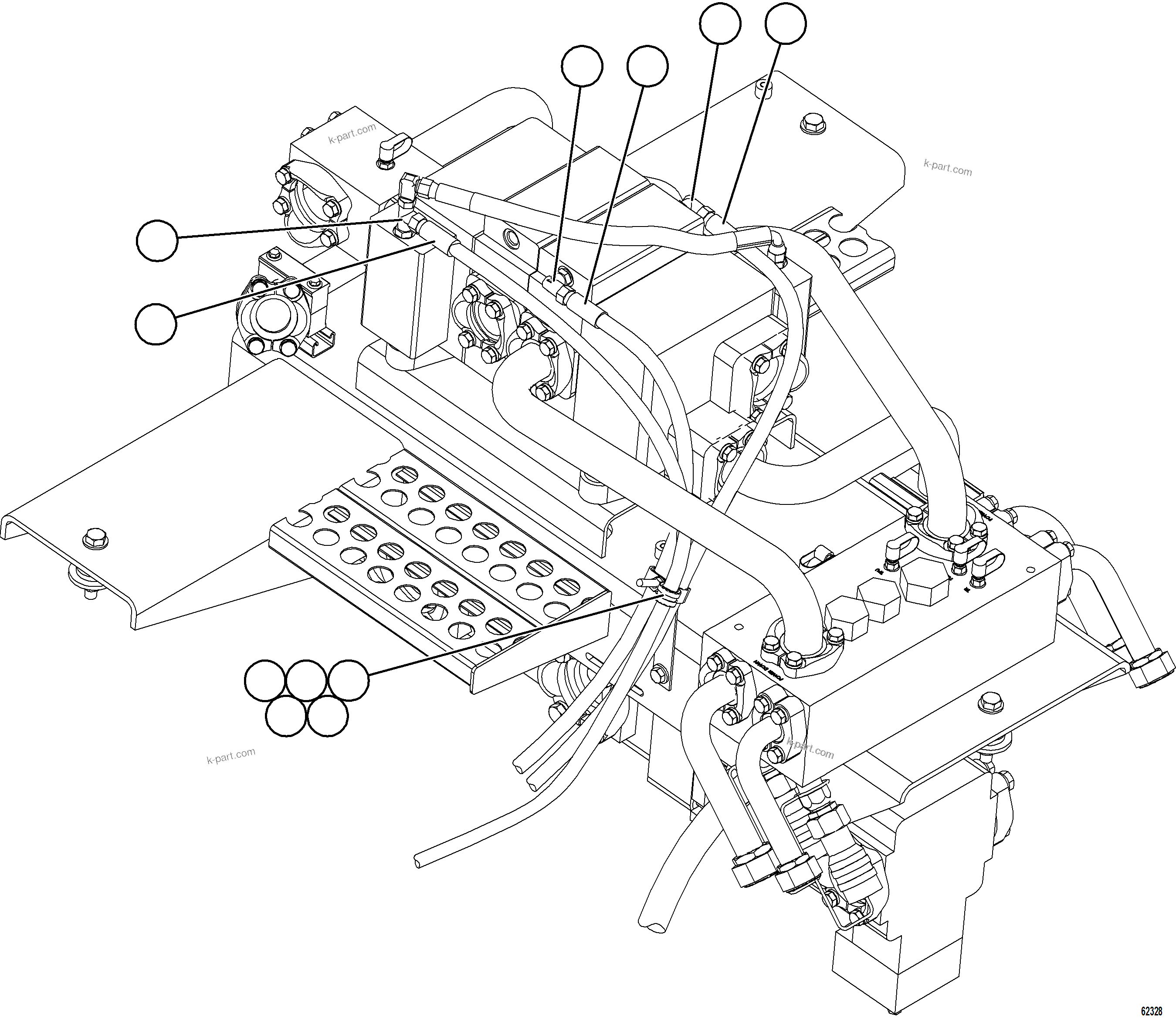 Komatsu parts book diagram for AFE59-GH 930E-4 S/N A31966 - A31967  PENASQUITO: PUMP MODULE - HOIST PILOT PIPING