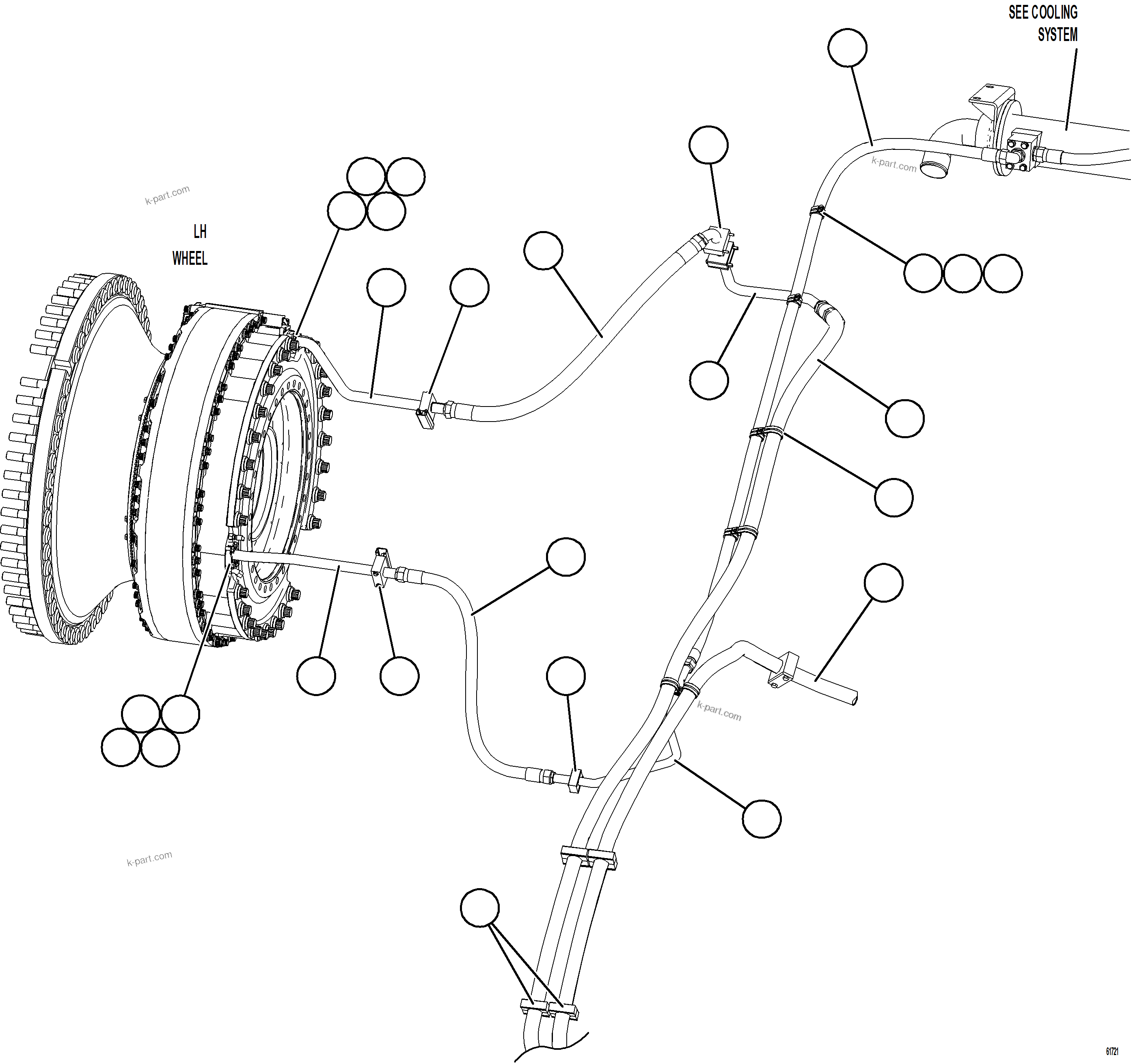 Komatsu parts book diagram for AFE59-GH 930E-4 S/N A31966 - A31967  PENASQUITO: BRAKE COOLING PIPING    3/3