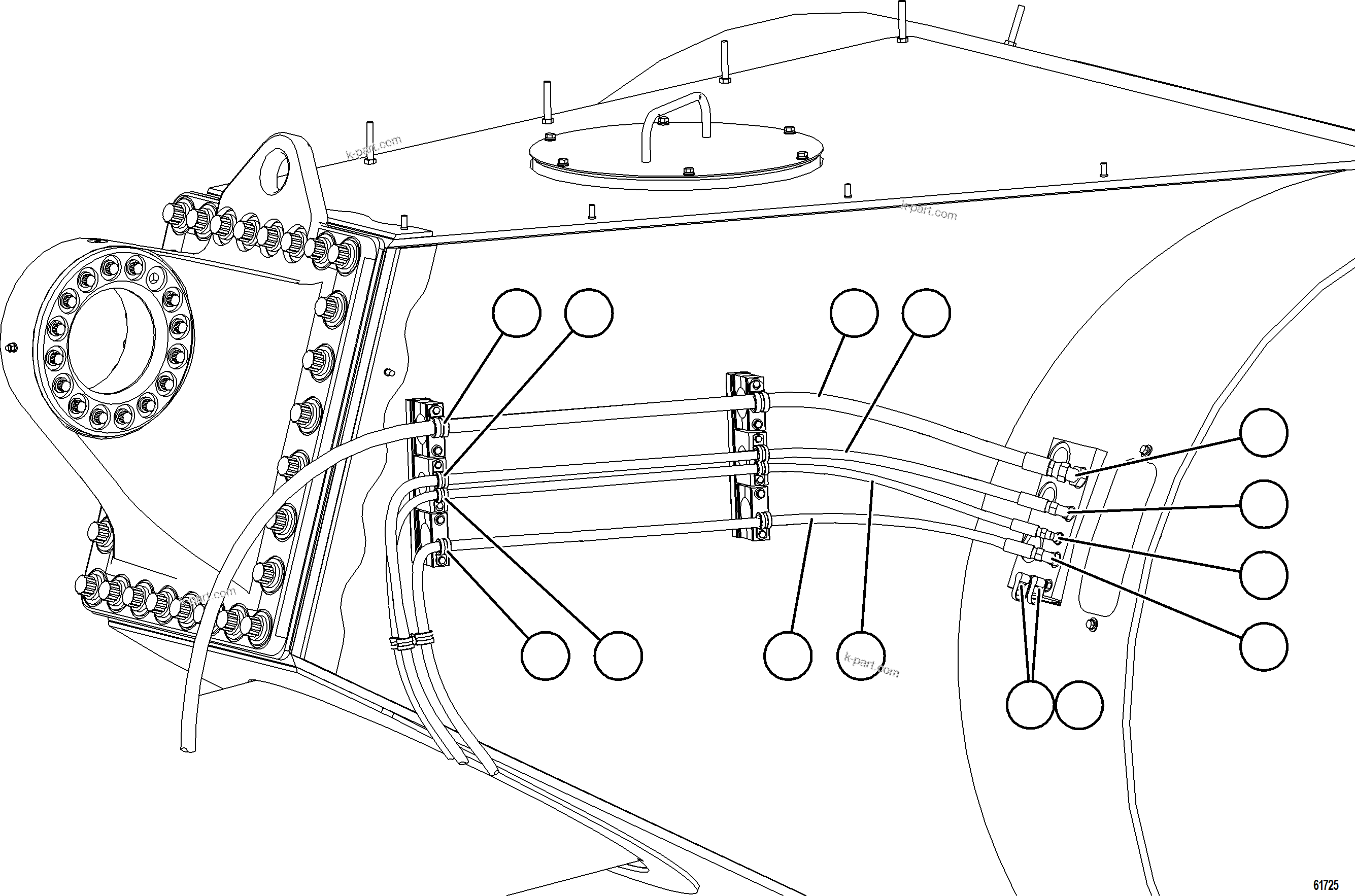 Komatsu parts book diagram for AFE59-GH 930E-4 S/N A31966 - A31967  PENASQUITO: BRAKE APPLY PIPING    3/4