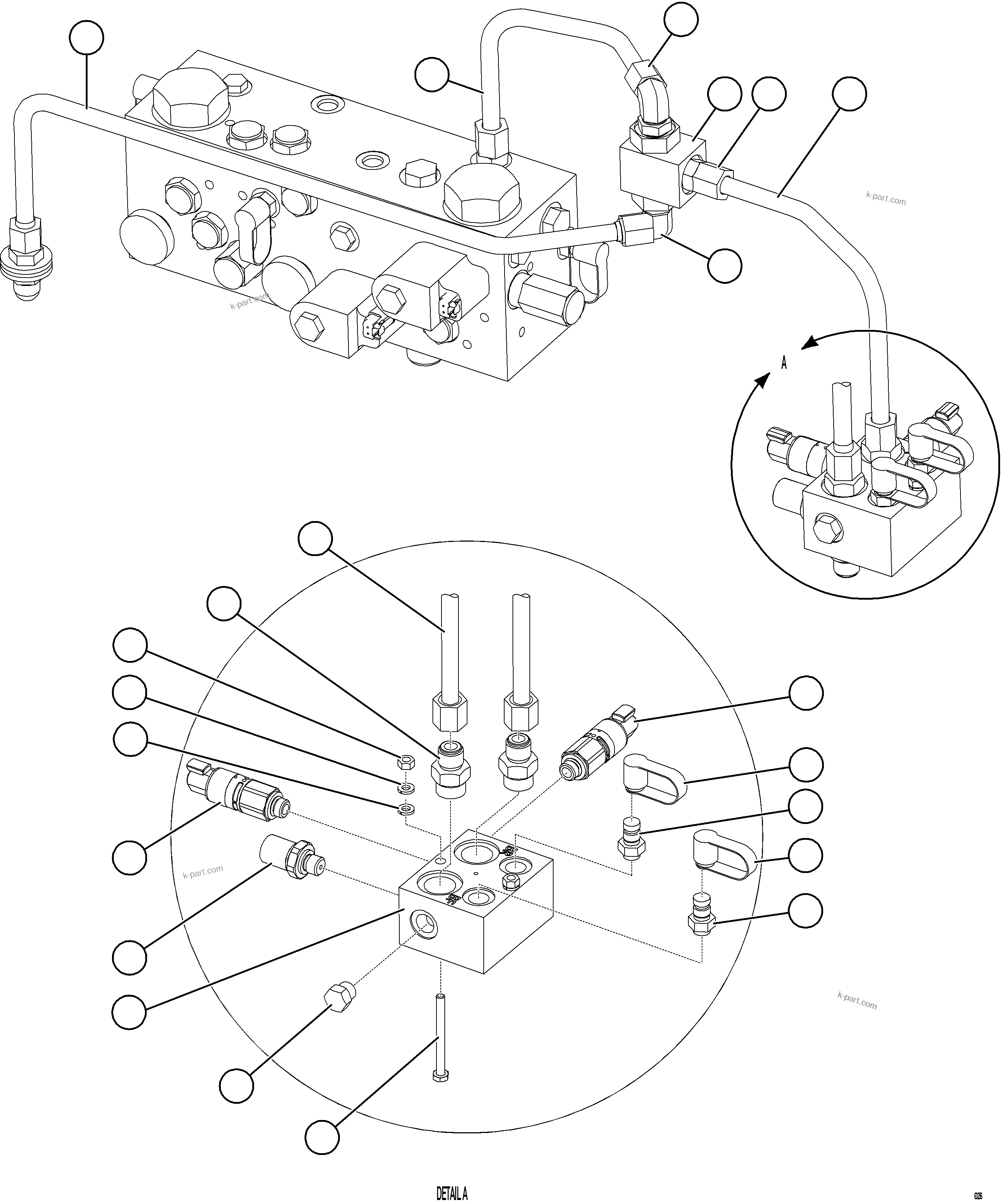 Komatsu parts book diagram for AFE59-GH 930E-4 S/N A31966 - A31967  PENASQUITO: SHUTTLE VALVE & JUNCTION BLOCK PIPING