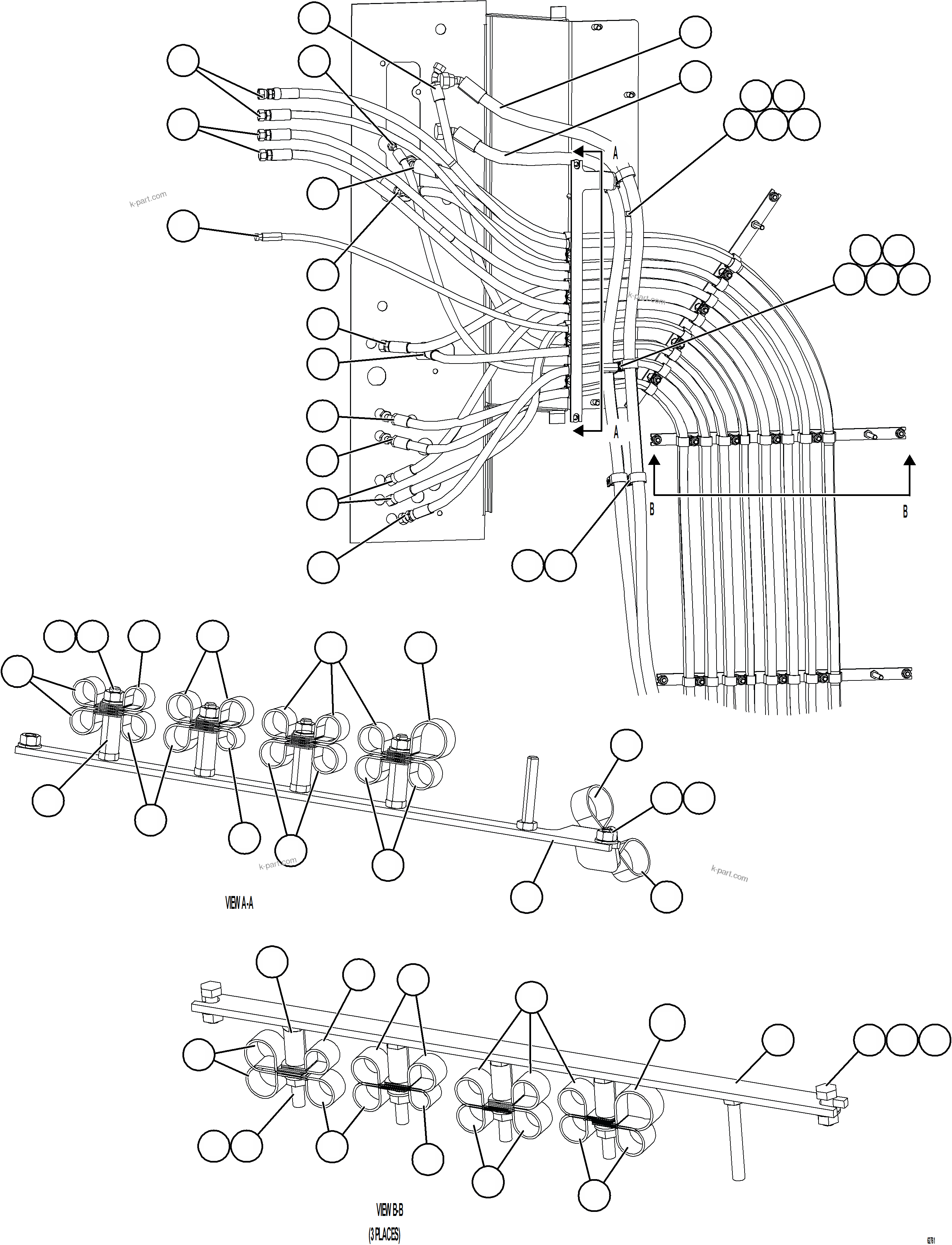 Komatsu parts book diagram for AFE59-GH 930E-4 S/N A31966 - A31967  PENASQUITO: HYDRAULIC BRAKE CABINET HOSE ROUTING    2/3