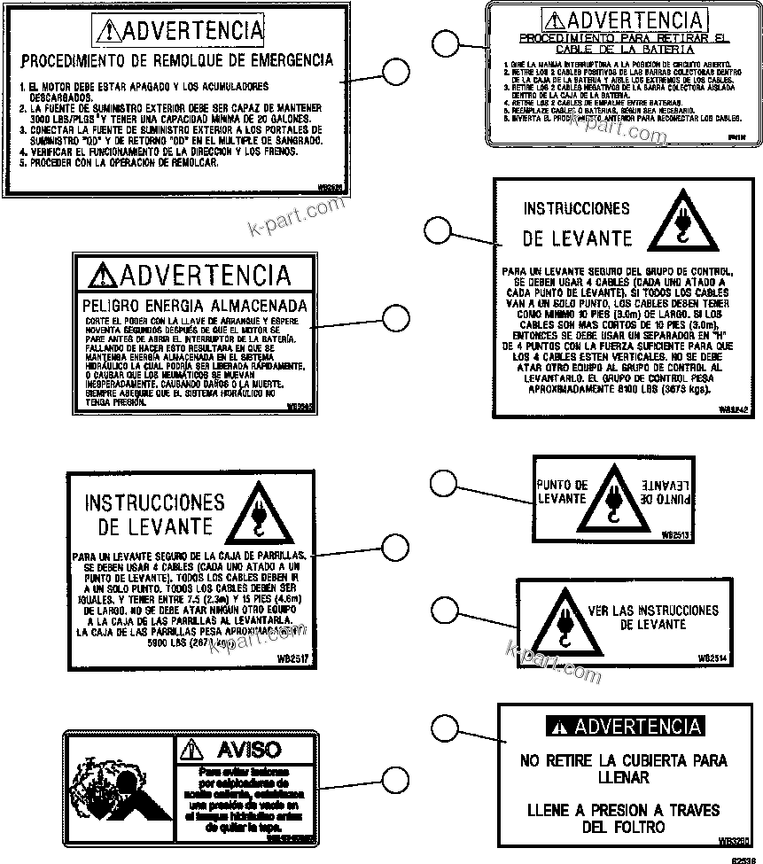 Komatsu parts book diagram for AFE59-GN 930E-4 S/N A31993  CASSERONES: DECALS & WARNINGS (SPANISH)     3/5