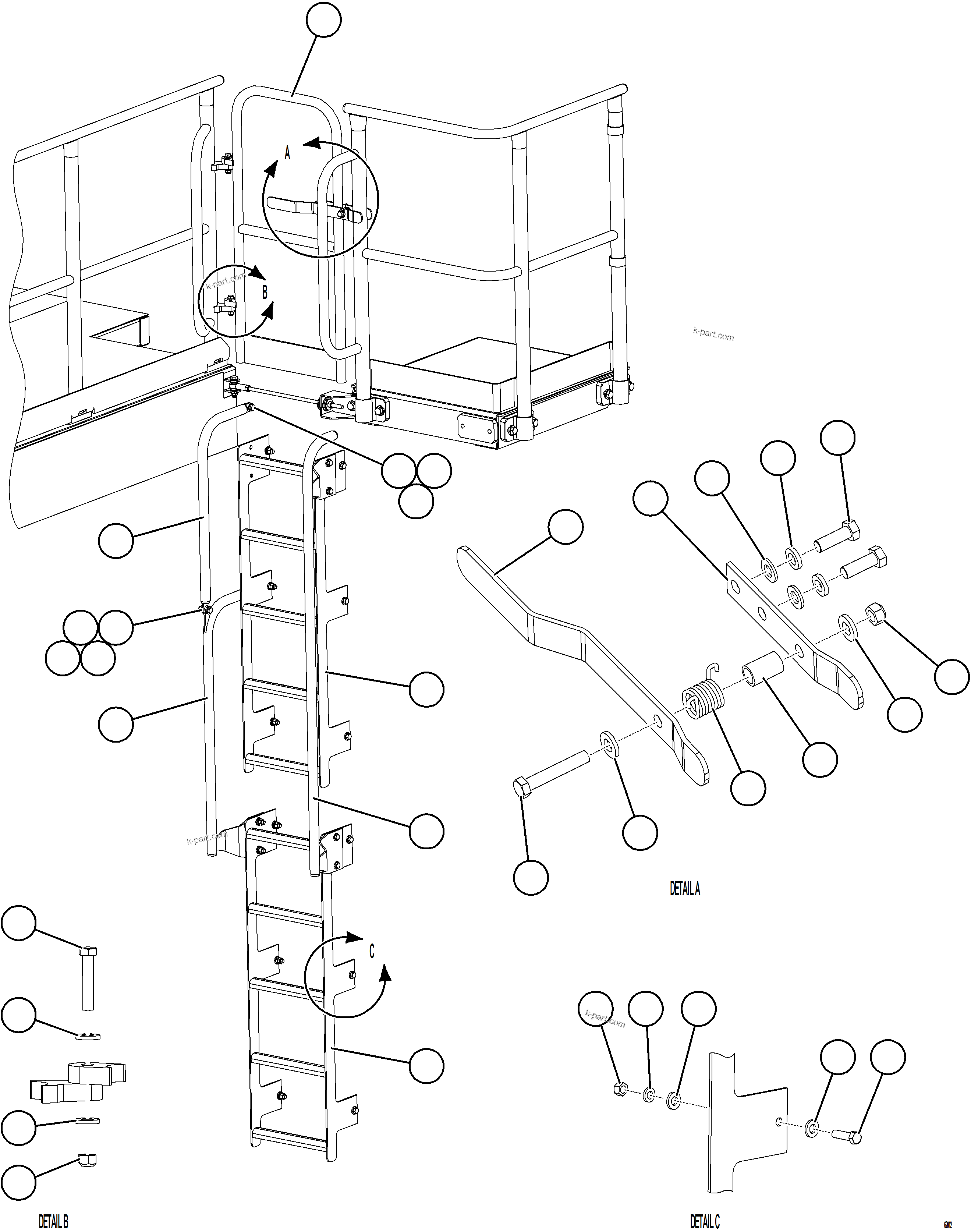 Komatsu parts book diagram for AFE59-GN 930E-4 S/N A31993  CASSERONES: RH GATE & LADDER