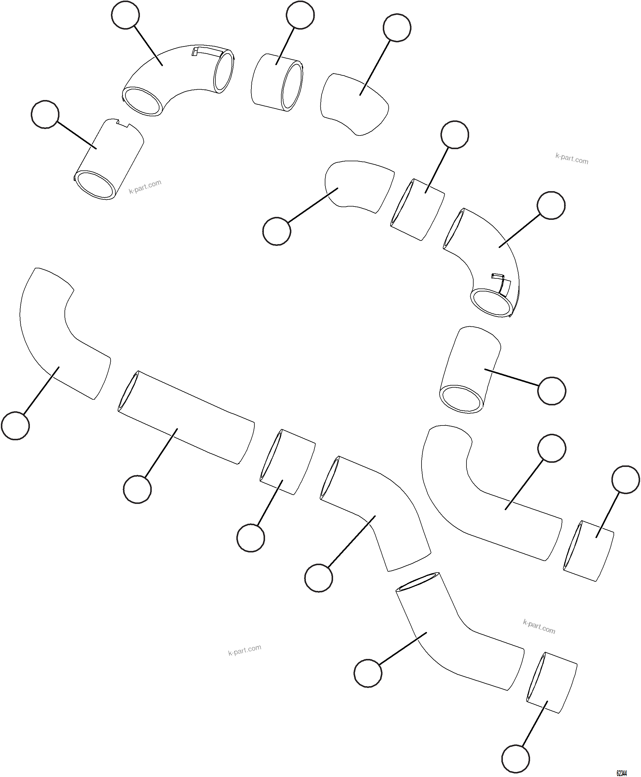 Komatsu parts book diagram for AFE59-GN 930E-4 S/N A31993  CASSERONES: EXHAUST BLANKETS - DECK MOUNTED