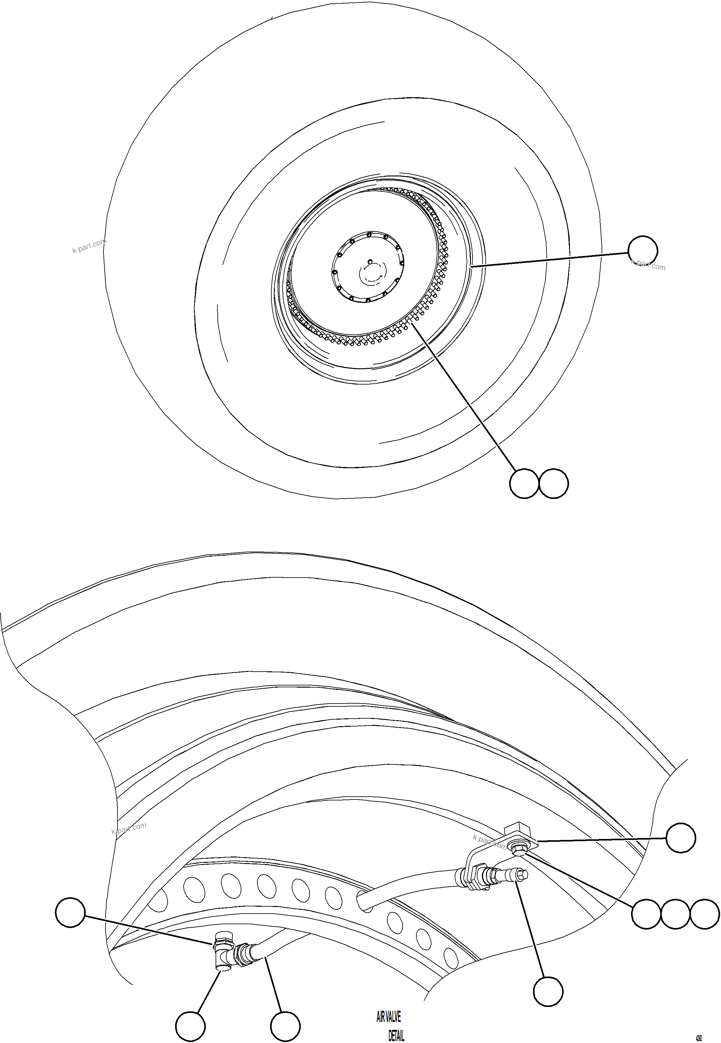 Komatsu parts book diagram for AFE59-GN 930E-4 S/N A31993  CASSERONES: FRONT WHEEL & MOUNTING