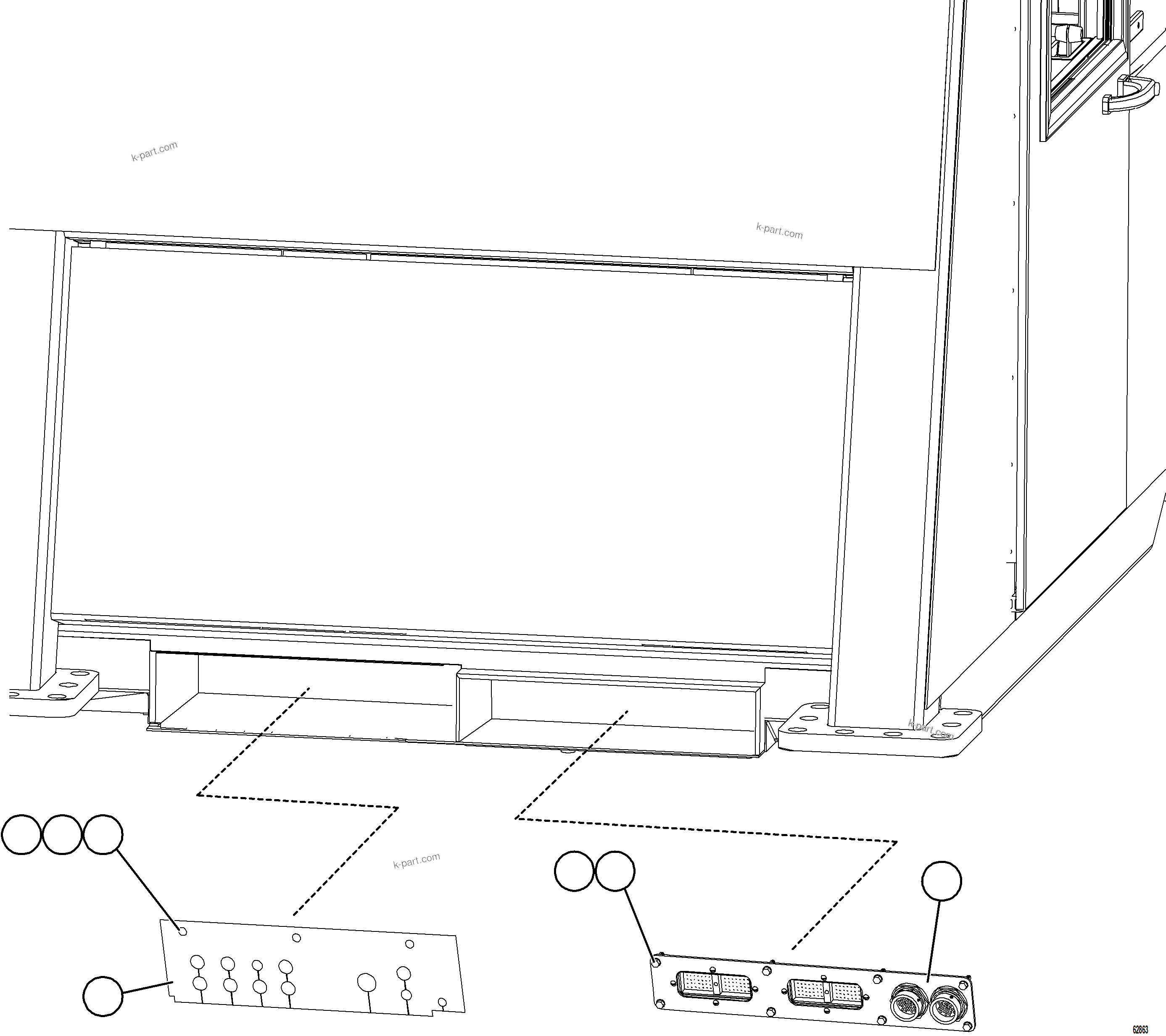 Komatsu parts book diagram for AFE59-GN 930E-4 S/N A31993  CASSERONES: CAB CONNECTOR PLATE AND HOSE FLAP