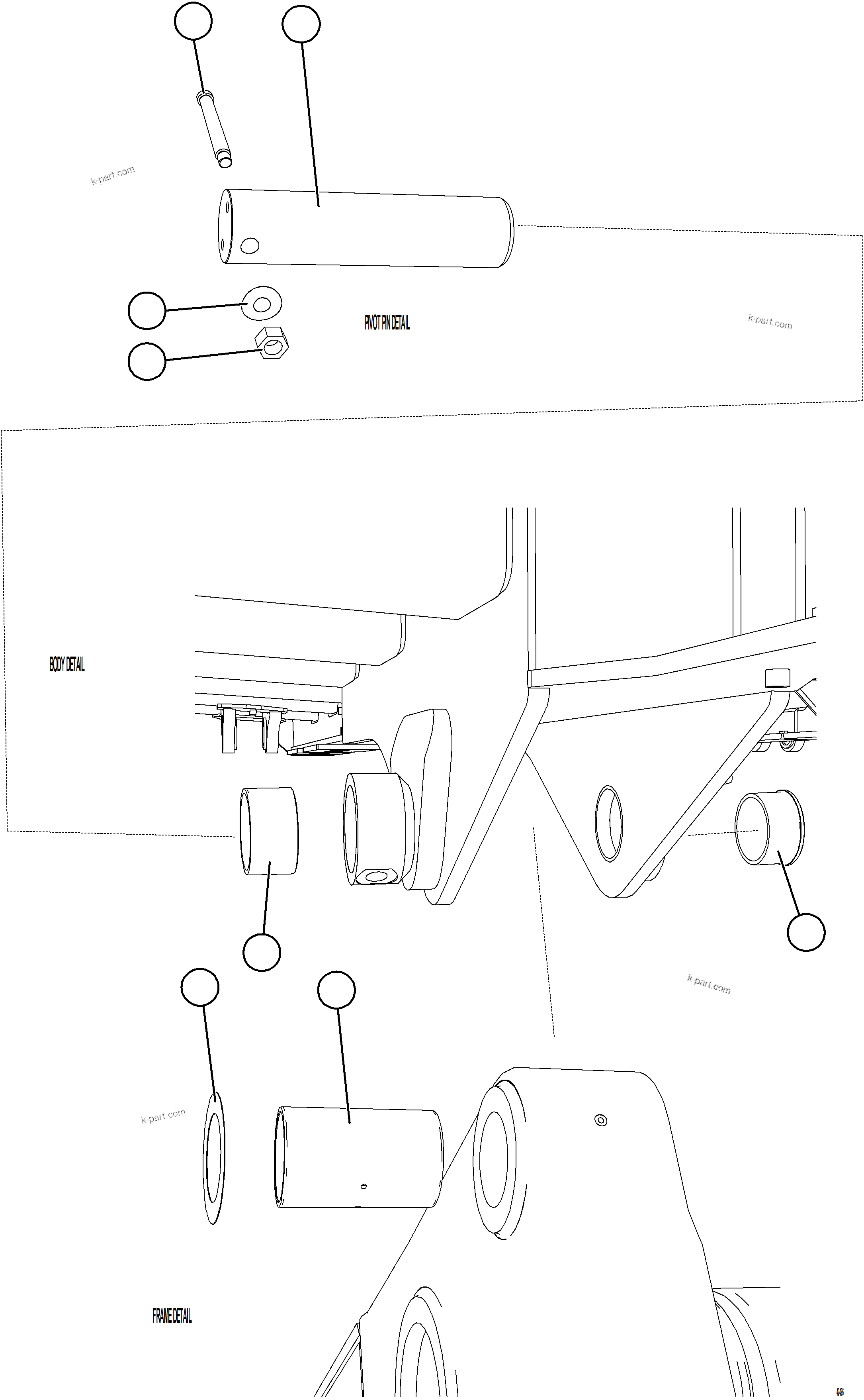 Komatsu parts book diagram for AFE59-GN 930E-4 S/N A31993  CASSERONES: BODY PIVOT