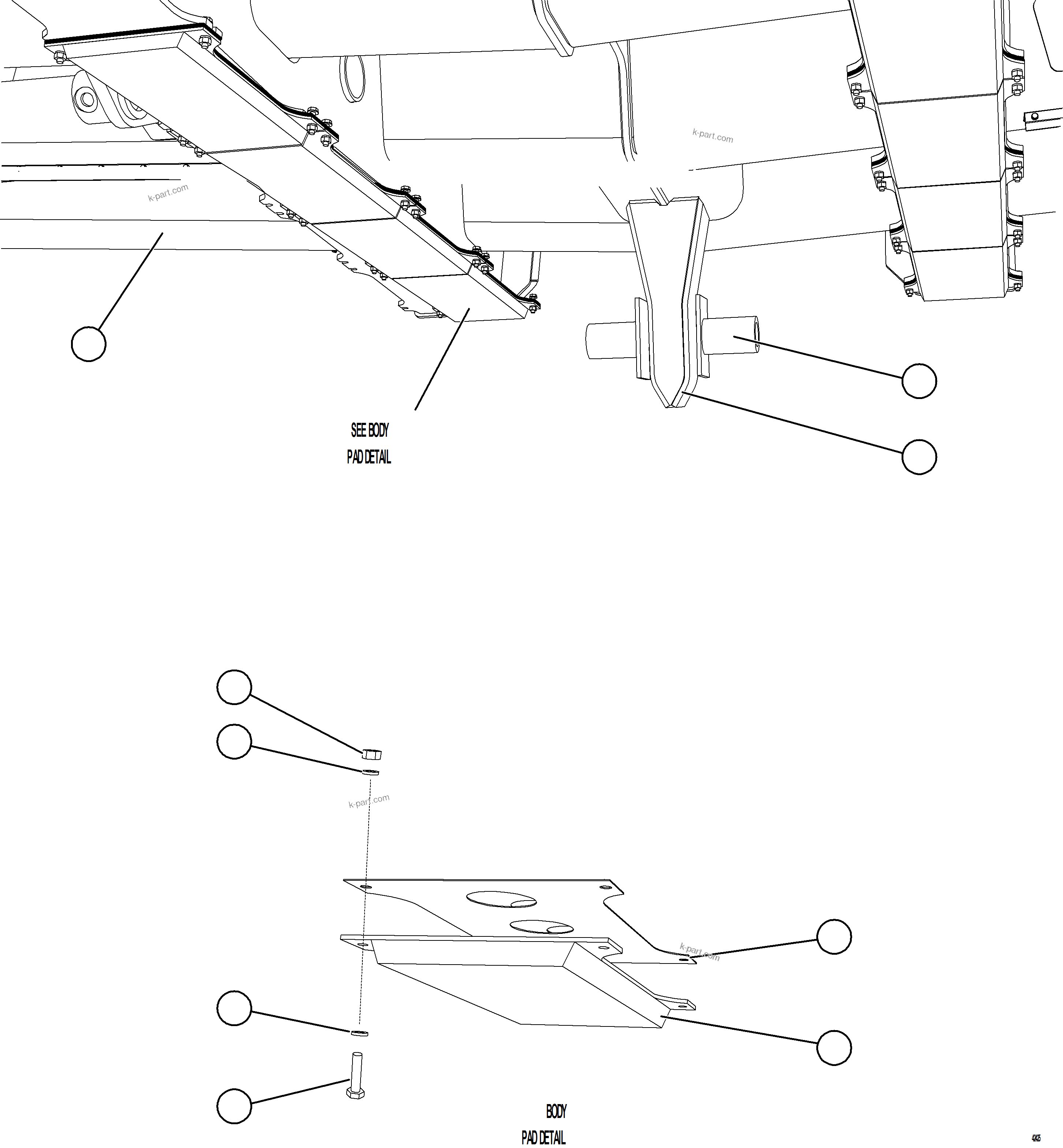 Komatsu parts book diagram for AFE59-GN 930E-4 S/N A31993  CASSERONES: BODY GUIDE & PADS